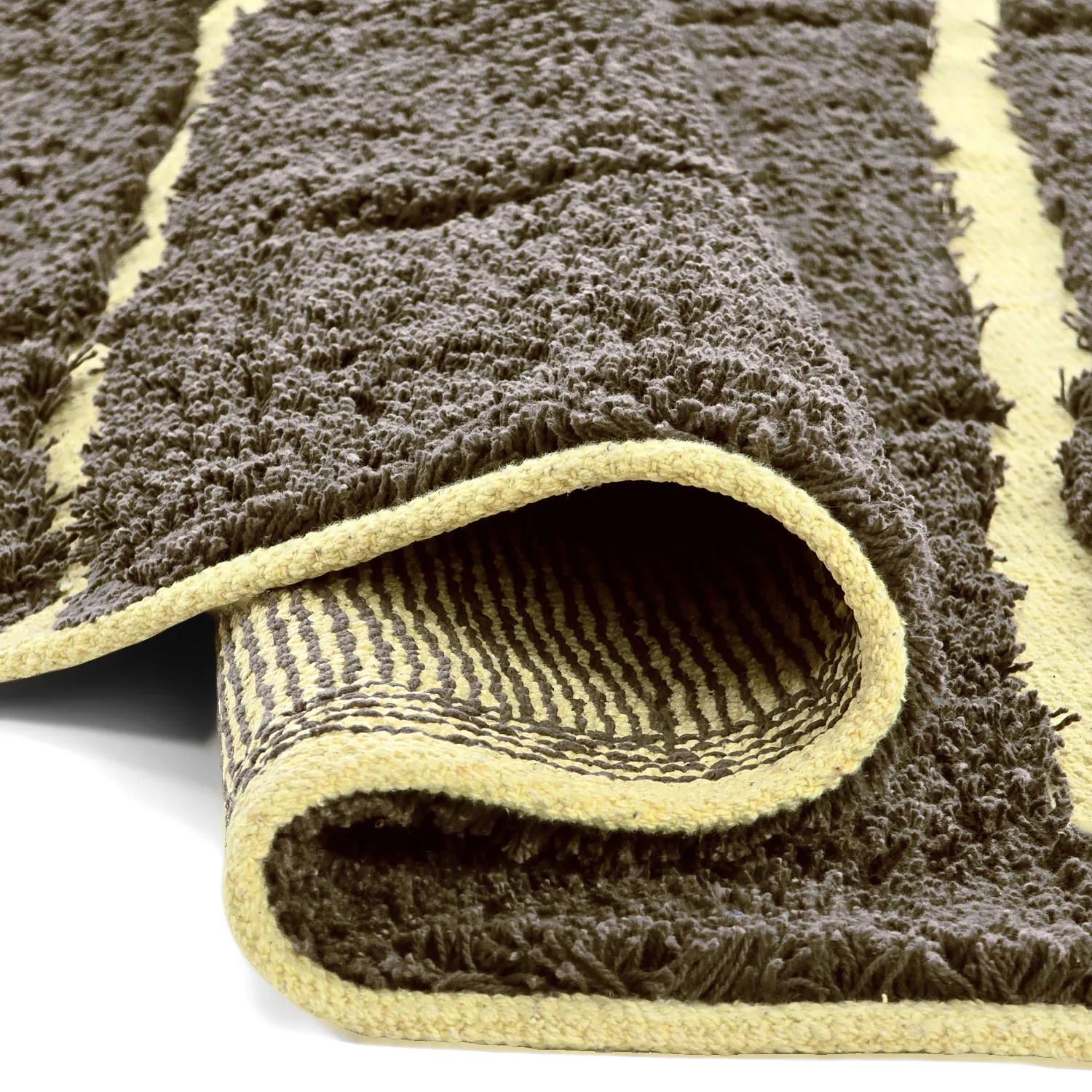 Pyöreä matot - Bellevue Natural Cotton Shaggy (ruskea/keltainen)