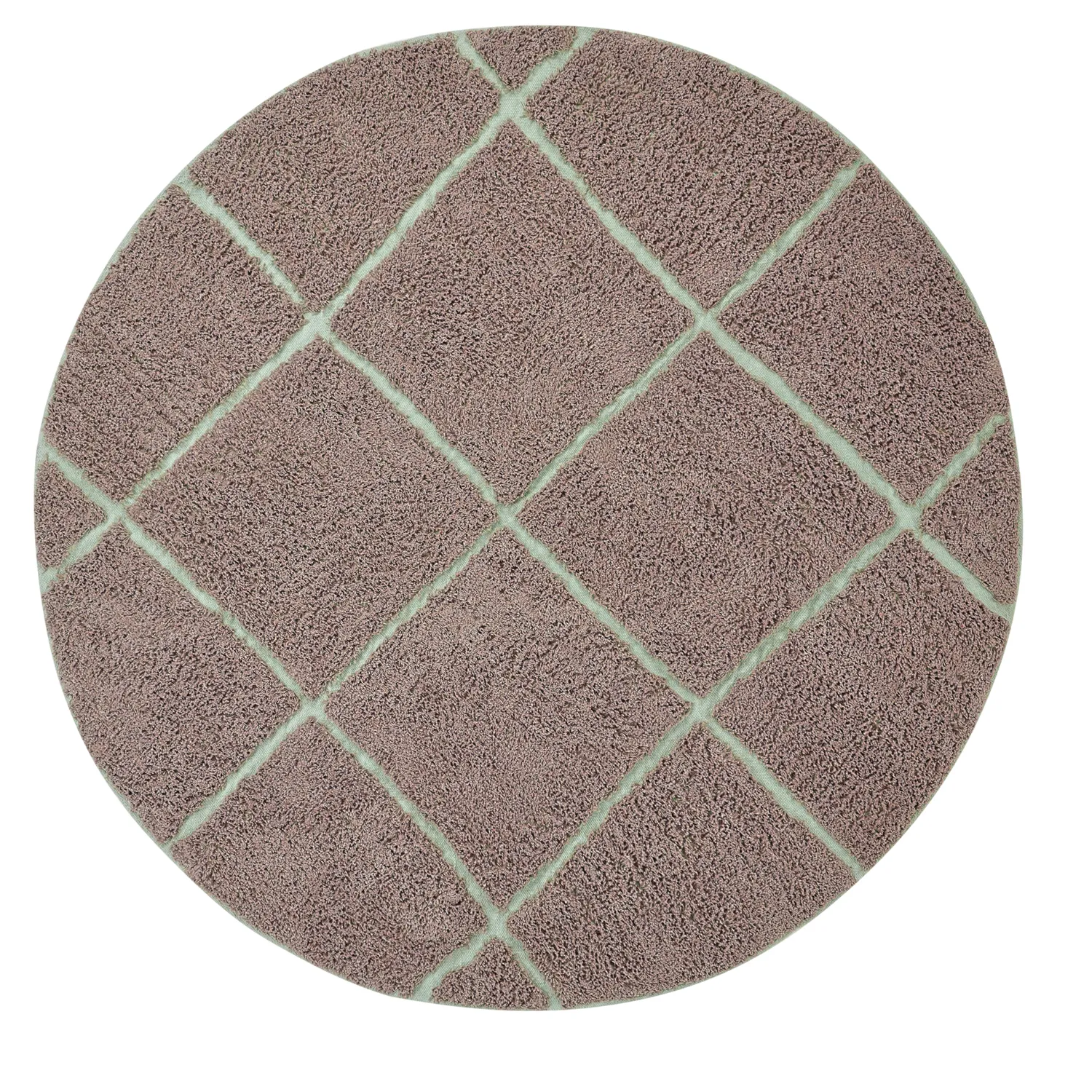 Pyöreä matot - Bellevue Natural Cotton Shaggy (taupe/vihreä)