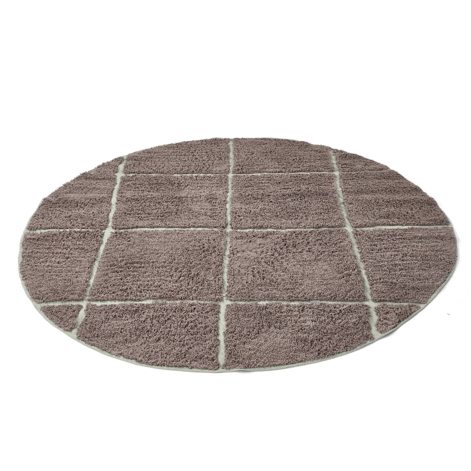 Pyöreä matot - Bellevue Natural Cotton Shaggy (taupe/vihreä)