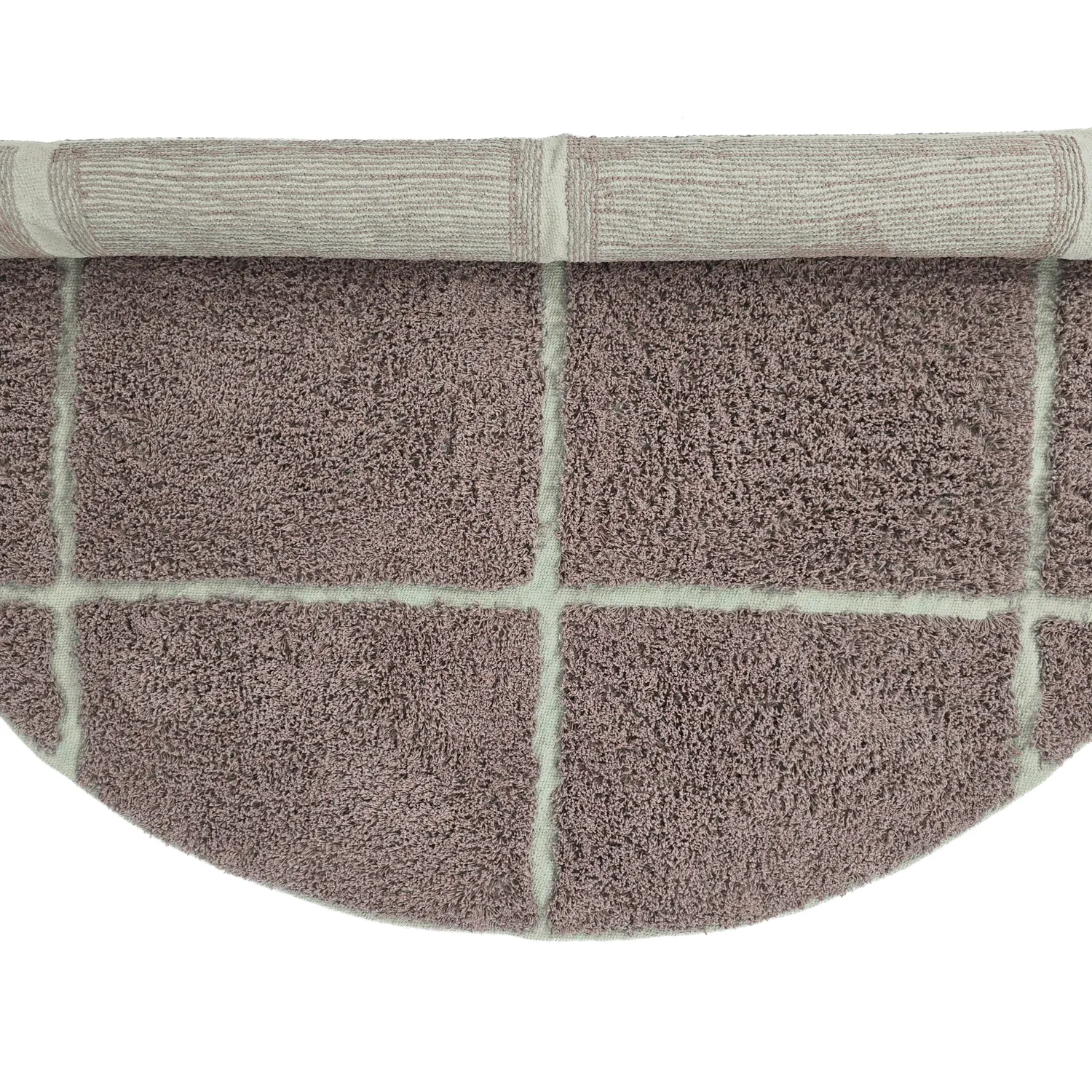 Pyöreä matot - Bellevue Natural Cotton Shaggy (taupe/vihreä)