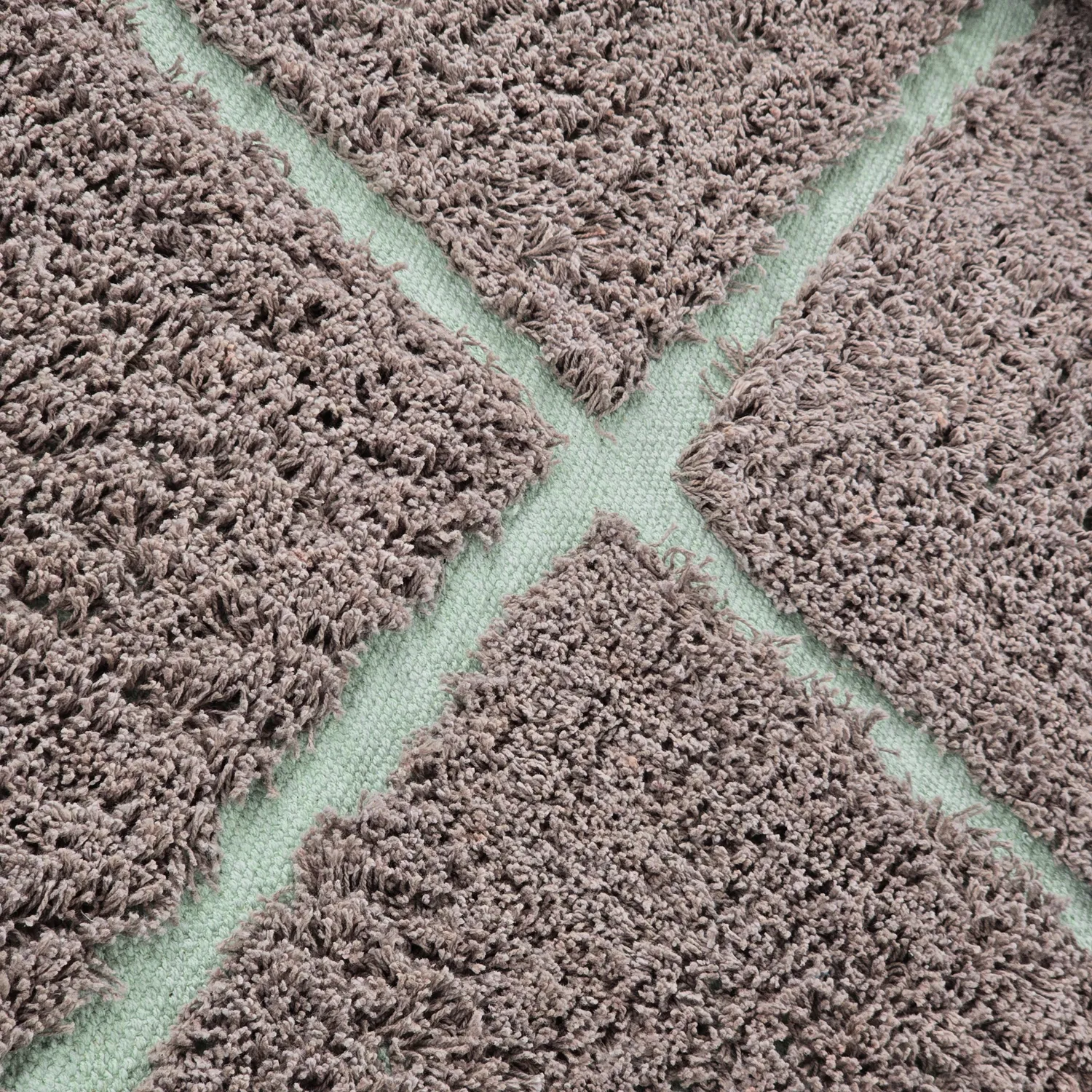 Pyöreä matot - Bellevue Natural Cotton Shaggy (taupe/vihreä)