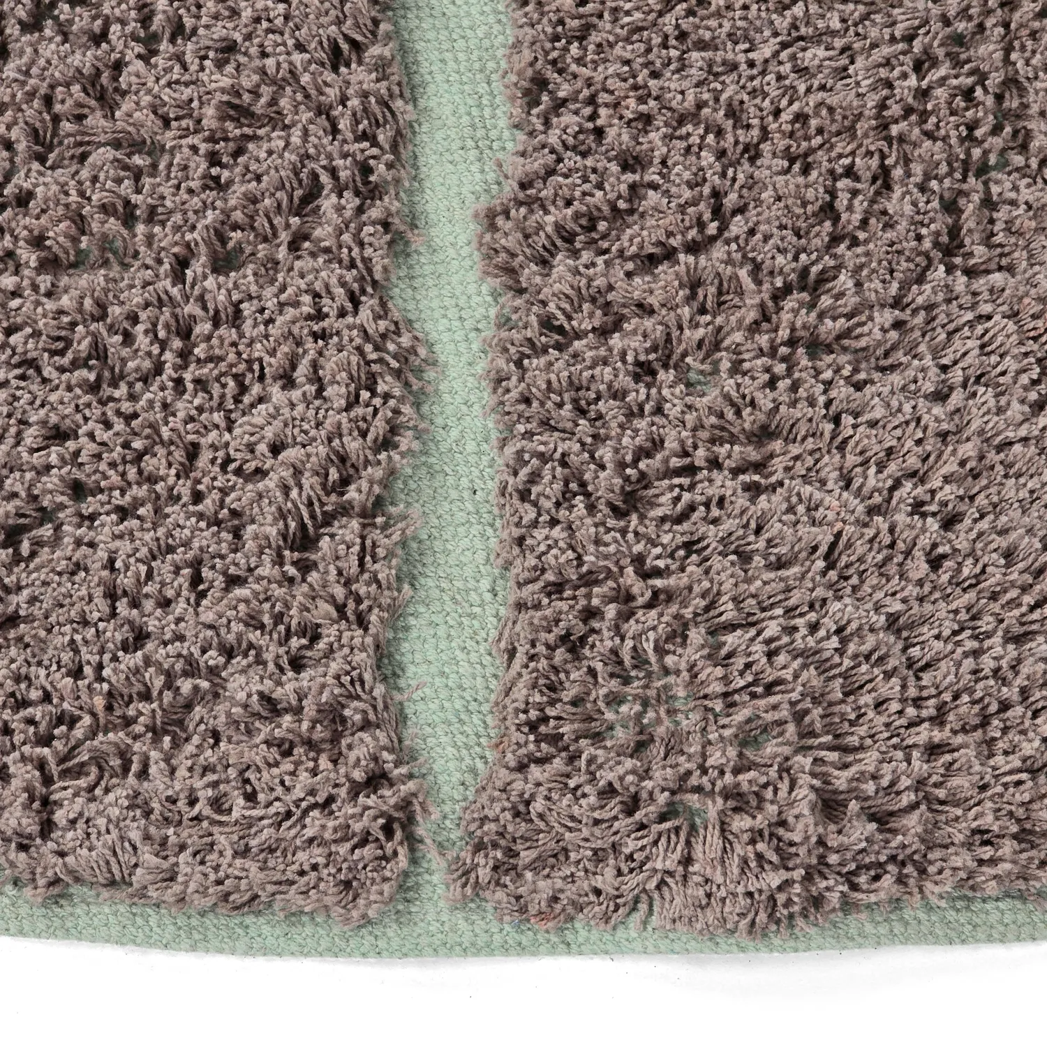Pyöreä matot - Bellevue Natural Cotton Shaggy (taupe/vihreä)
