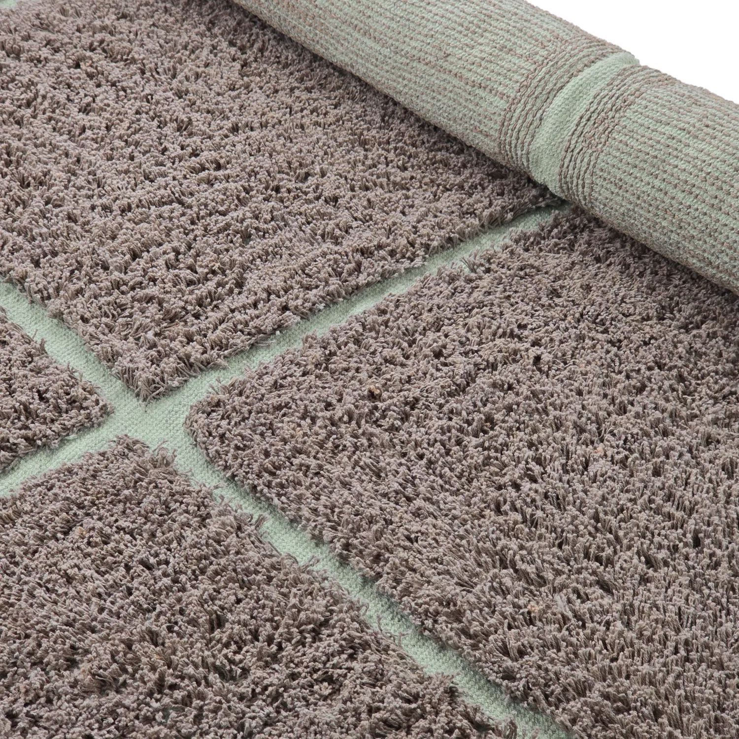 Pyöreä matot - Bellevue Natural Cotton Shaggy (taupe/vihreä)