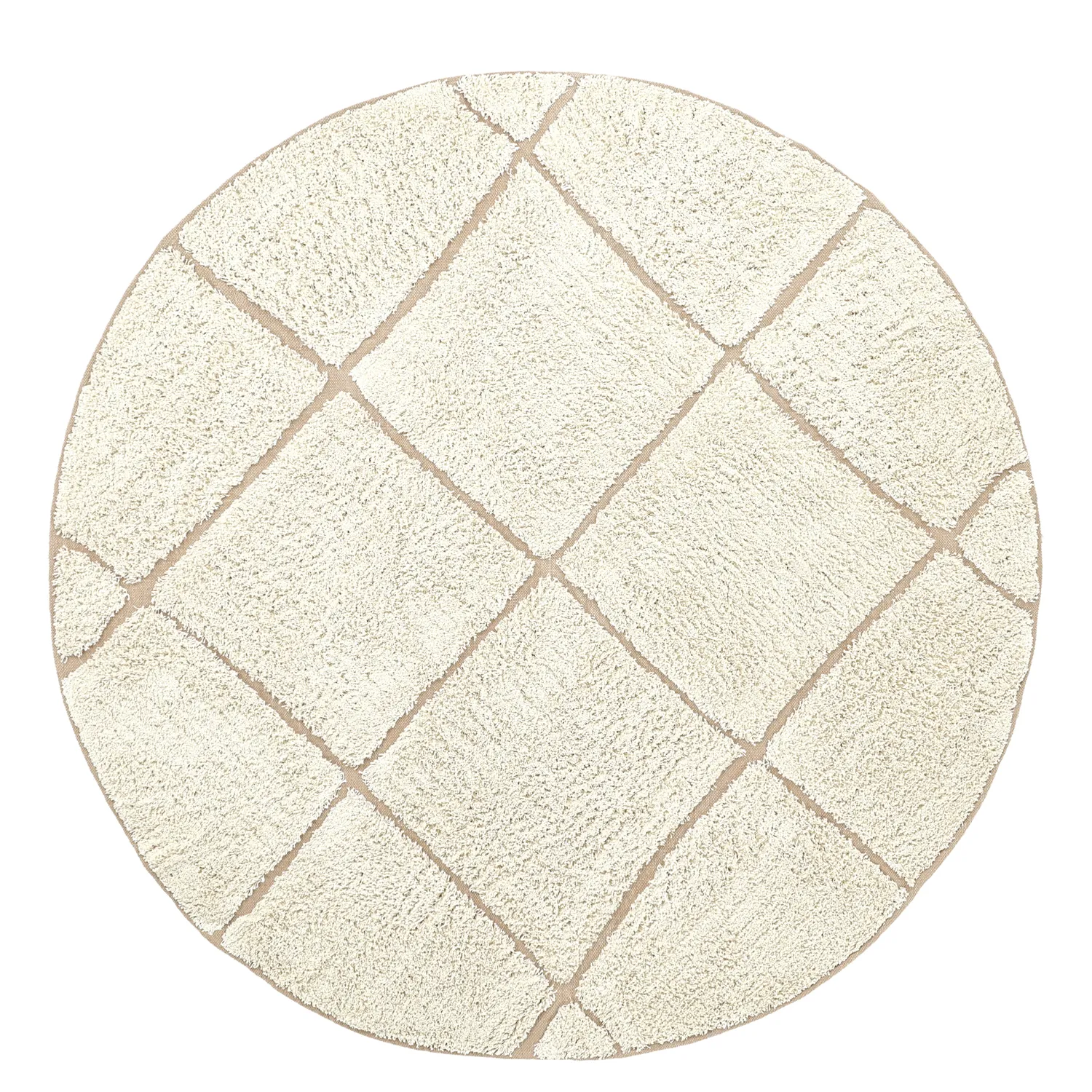 Pyöreä matot - Bellevue Natural Cotton Shaggy (luonnonvalkoinen/beige)
