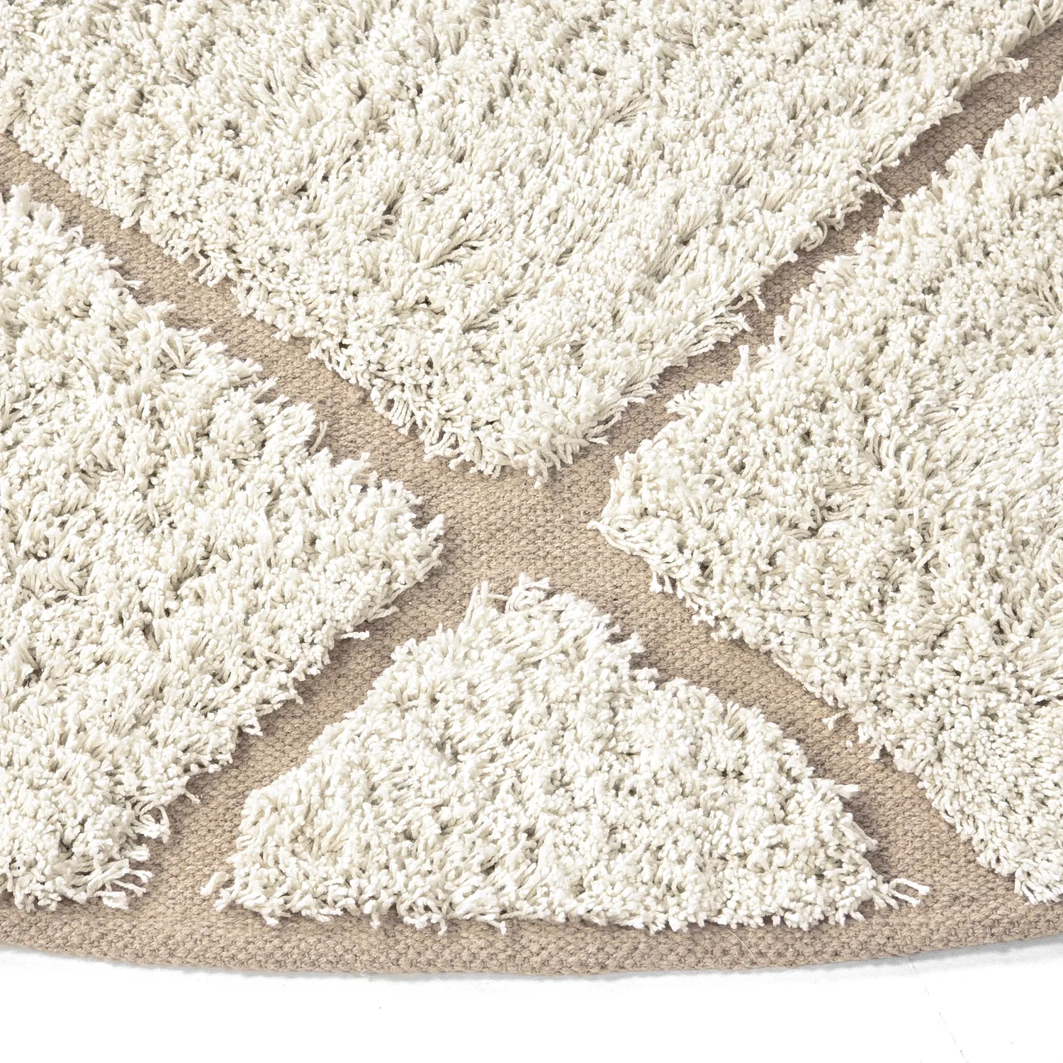 Pyöreä matot - Bellevue Natural Cotton Shaggy (luonnonvalkoinen/beige)