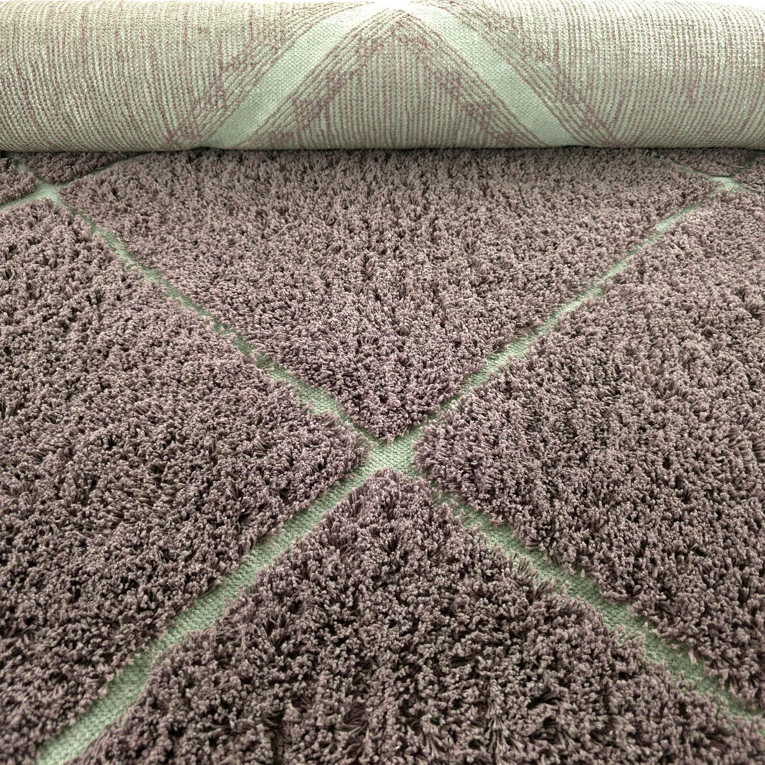 Ryijymatot - Bellevue Natural Cotton Shaggy (taupe/vihreä)