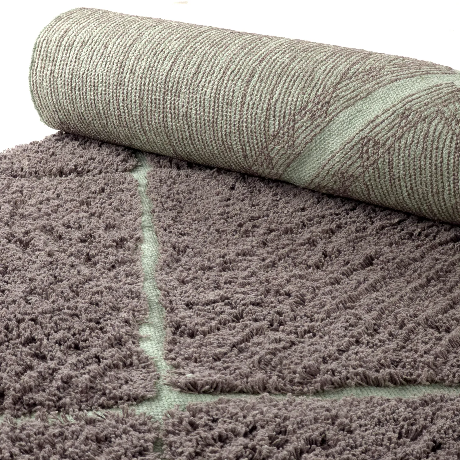 Ryijymatot - Bellevue Natural Cotton Shaggy (taupe/vihreä)