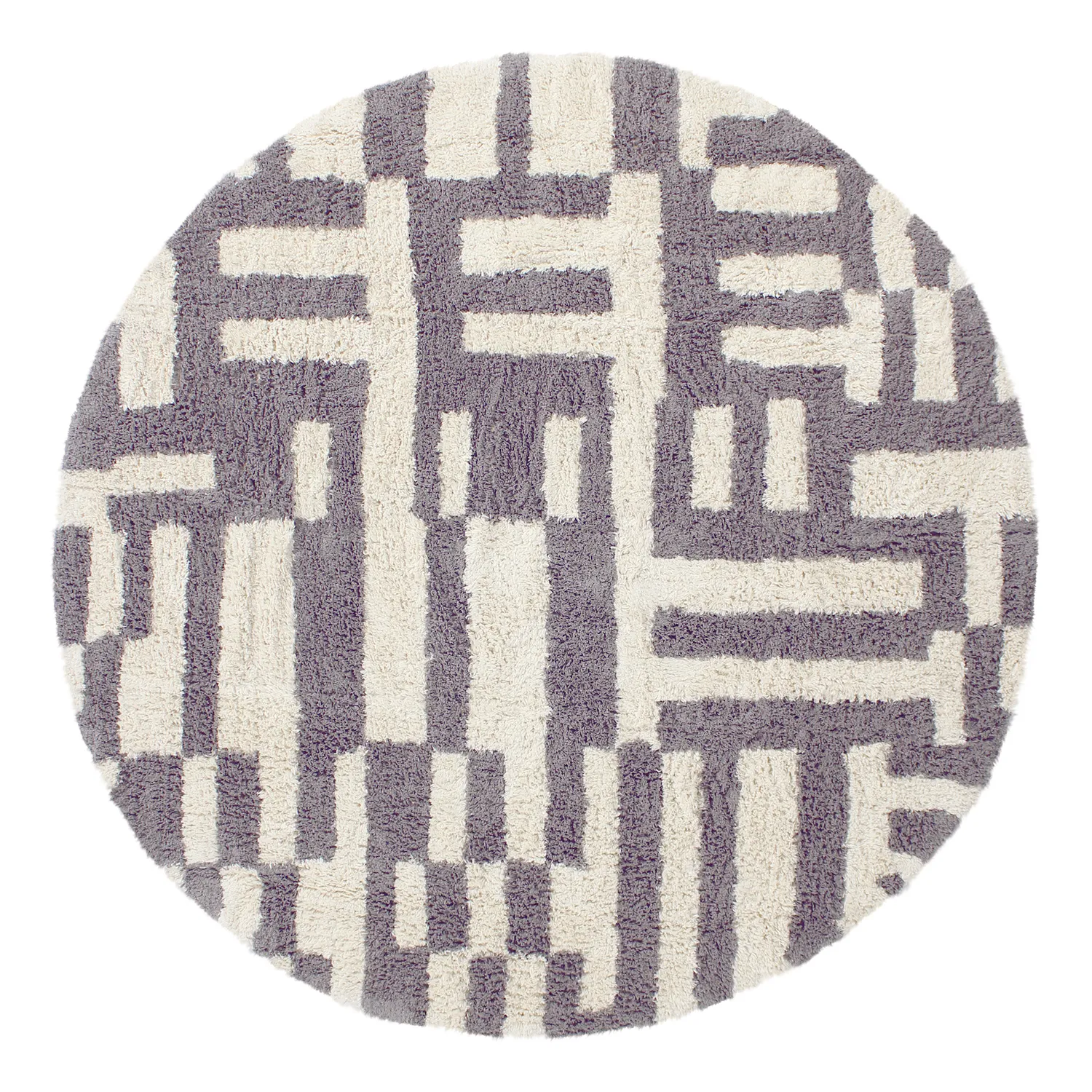 Pyöreä matot - Bergamo Natural Cotton Shaggy (harmaa/valkoinen)