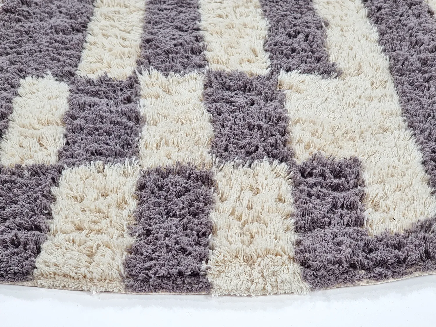 Pyöreä matot - Bergamo Natural Cotton Shaggy (harmaa/valkoinen)