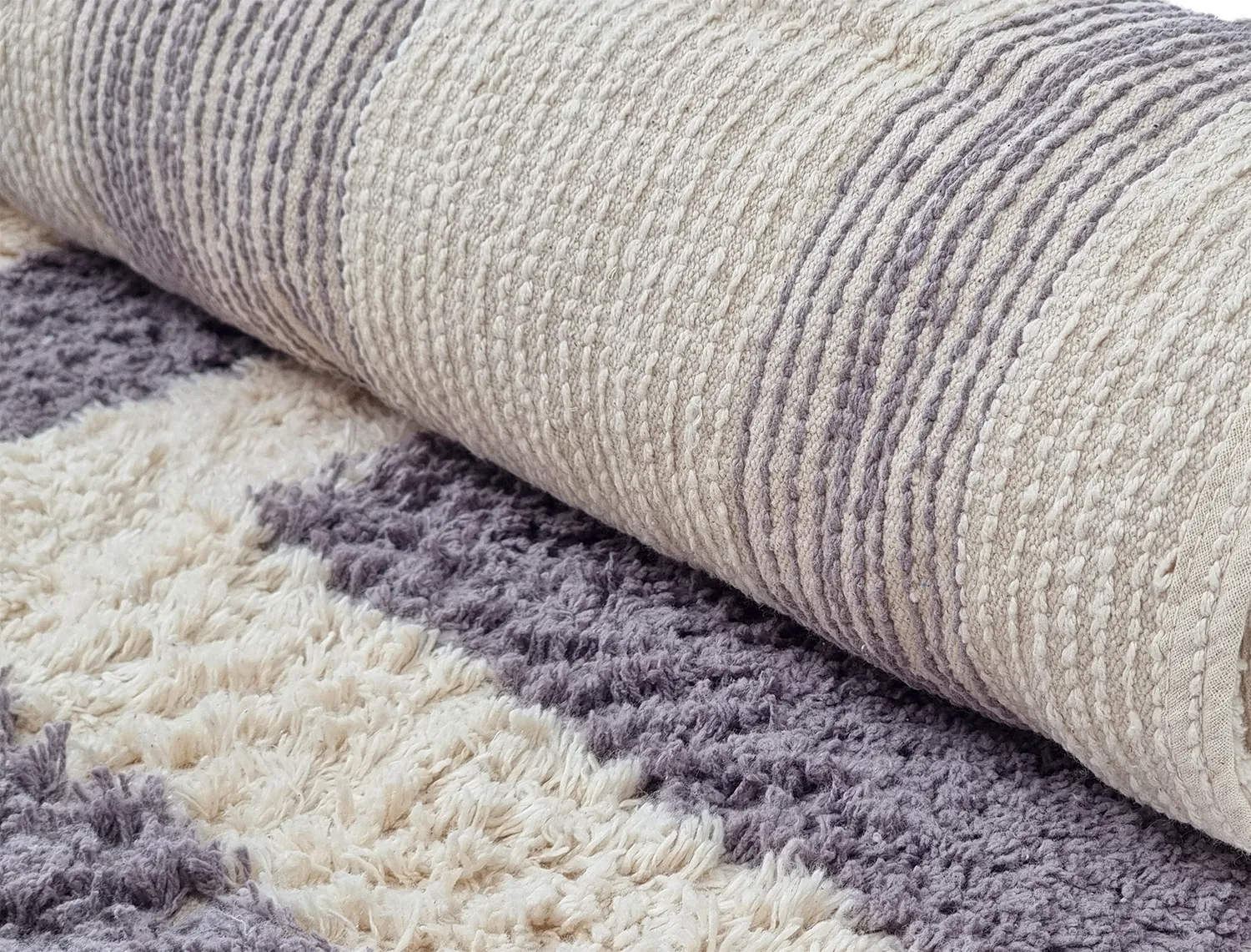 Pyöreä matot - Bergamo Natural Cotton Shaggy (harmaa/valkoinen)