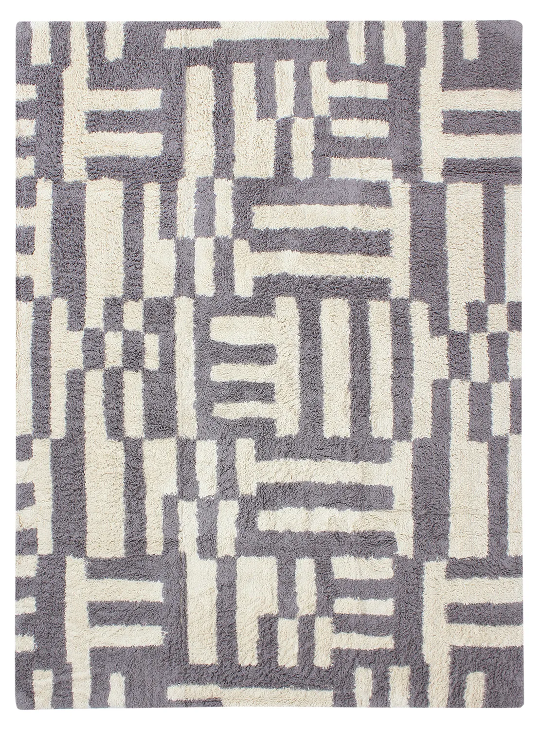 Ryijymatot - Bergamo Natural Cotton Shaggy (harmaa/valkoinen)