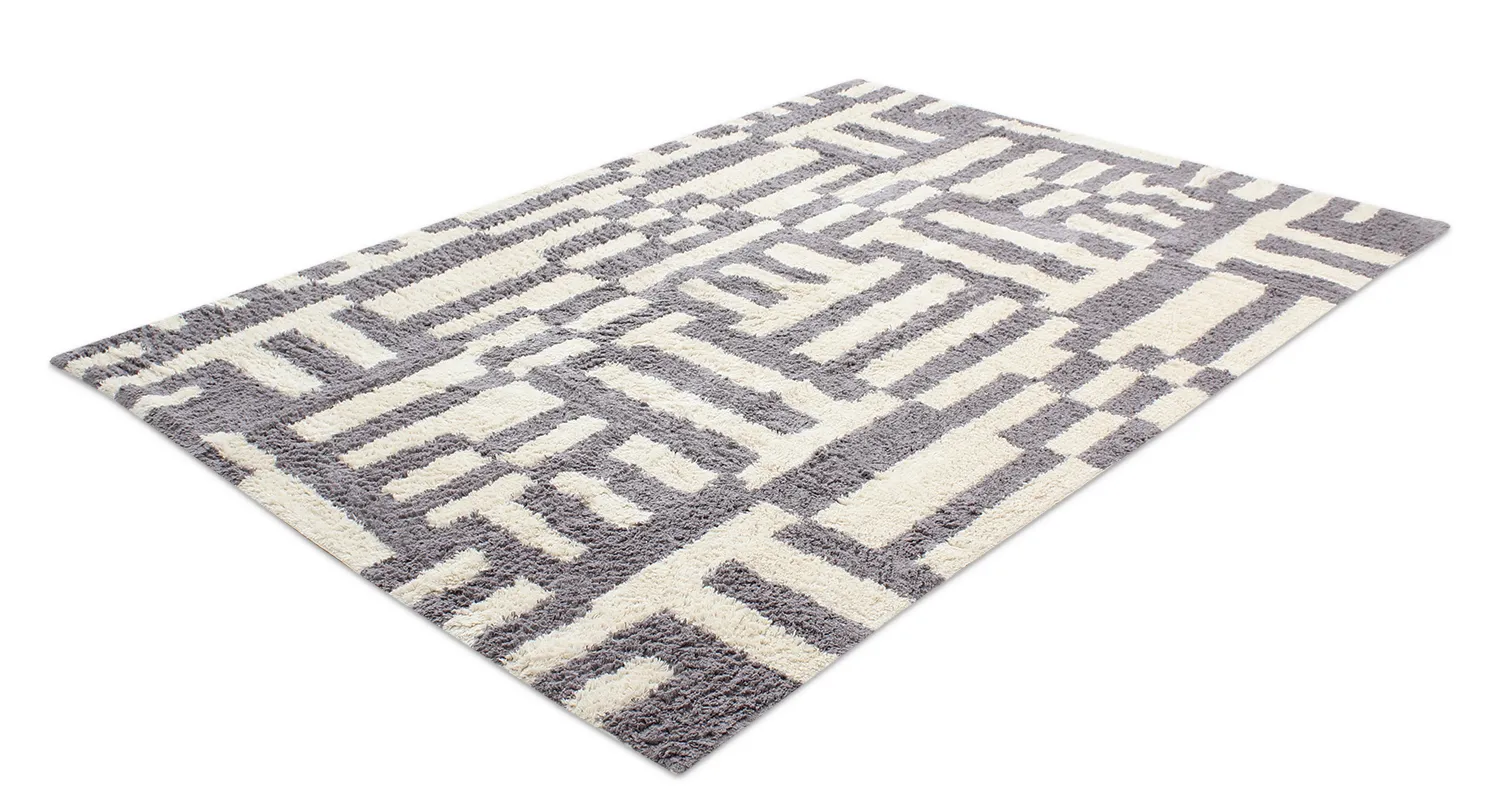 Ryijymatot - Bergamo Natural Cotton Shaggy (harmaa/valkoinen)