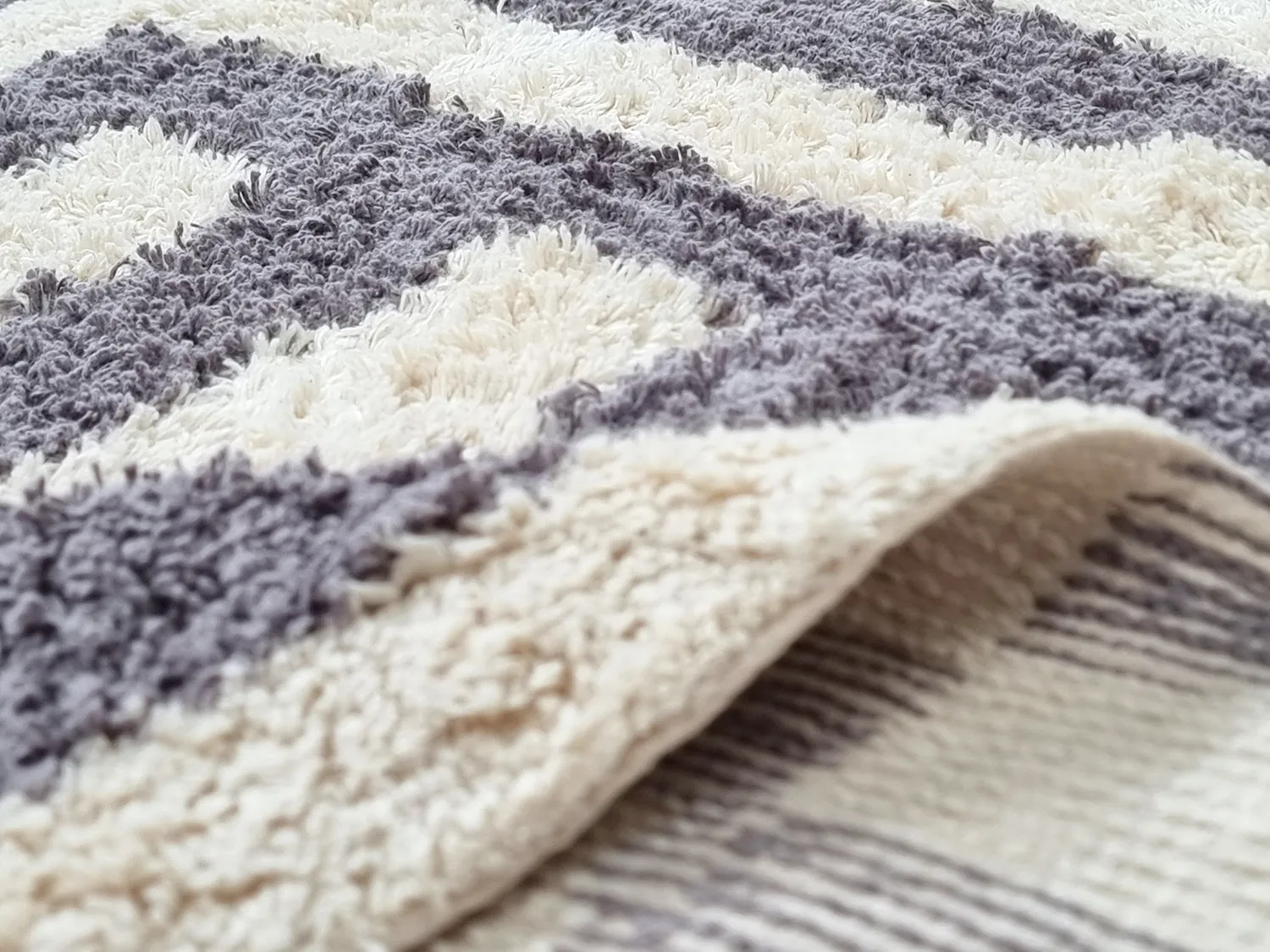 Ryijymatot - Bergamo Natural Cotton Shaggy (harmaa/valkoinen)