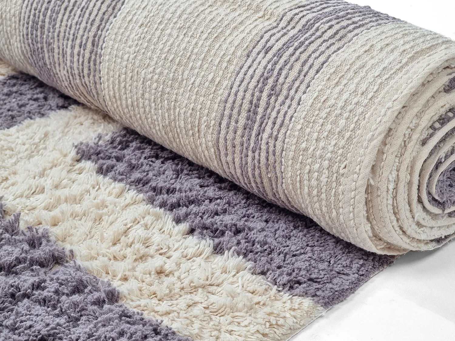 Ryijymatot - Bergamo Natural Cotton Shaggy (harmaa/valkoinen)