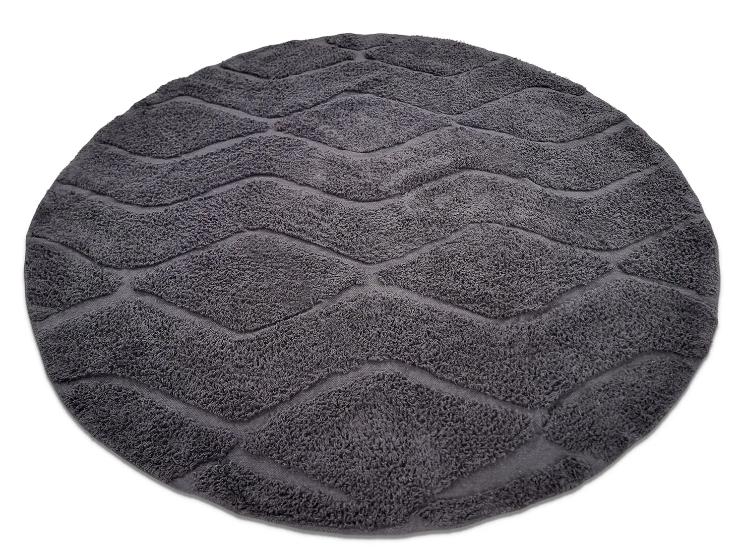 Pyöreä matot - Brynn Natural Cotton Shaggy (musta)