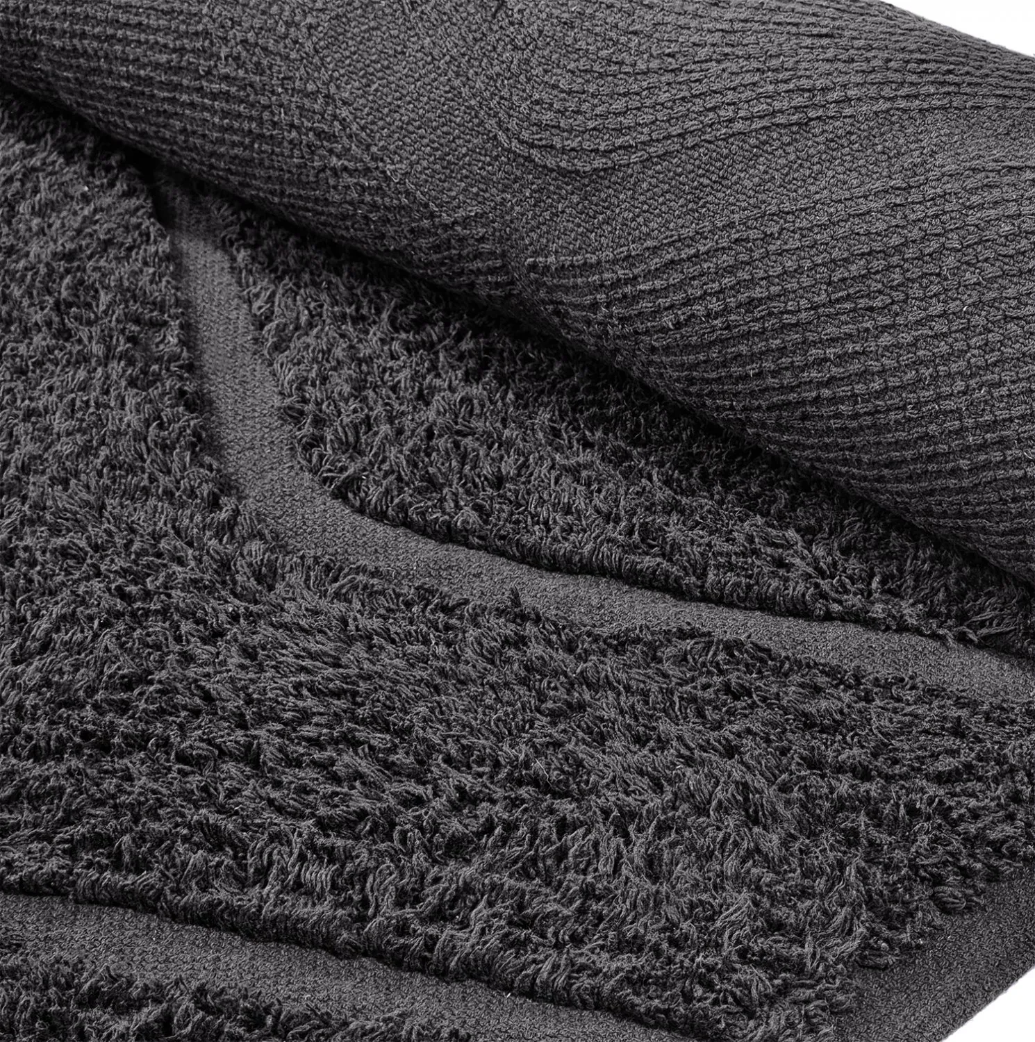 Pyöreä matot - Brynn Natural Cotton Shaggy (musta)