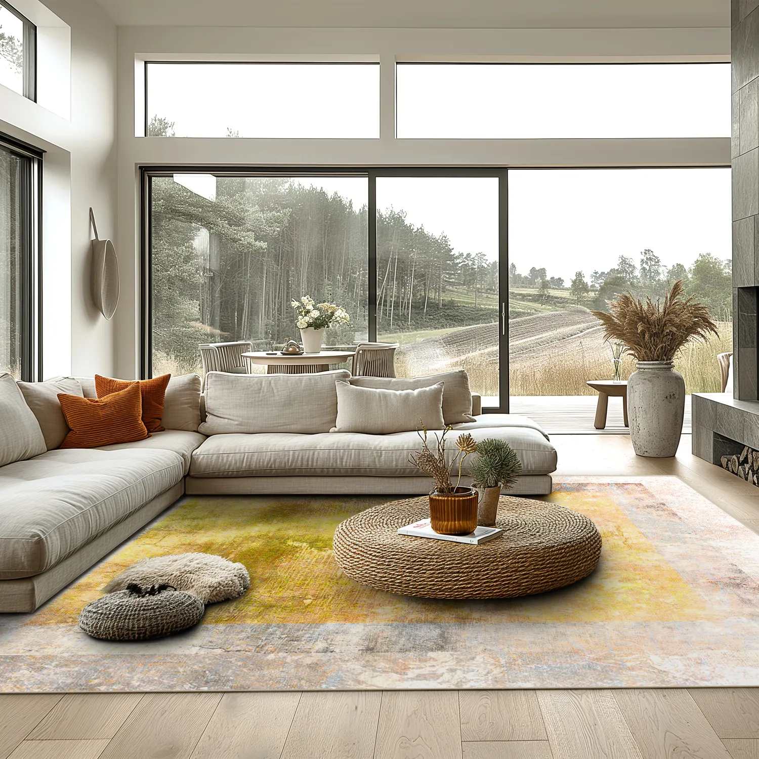 Wilton-matto - Budoni (harmaa/beige/keltainen)
