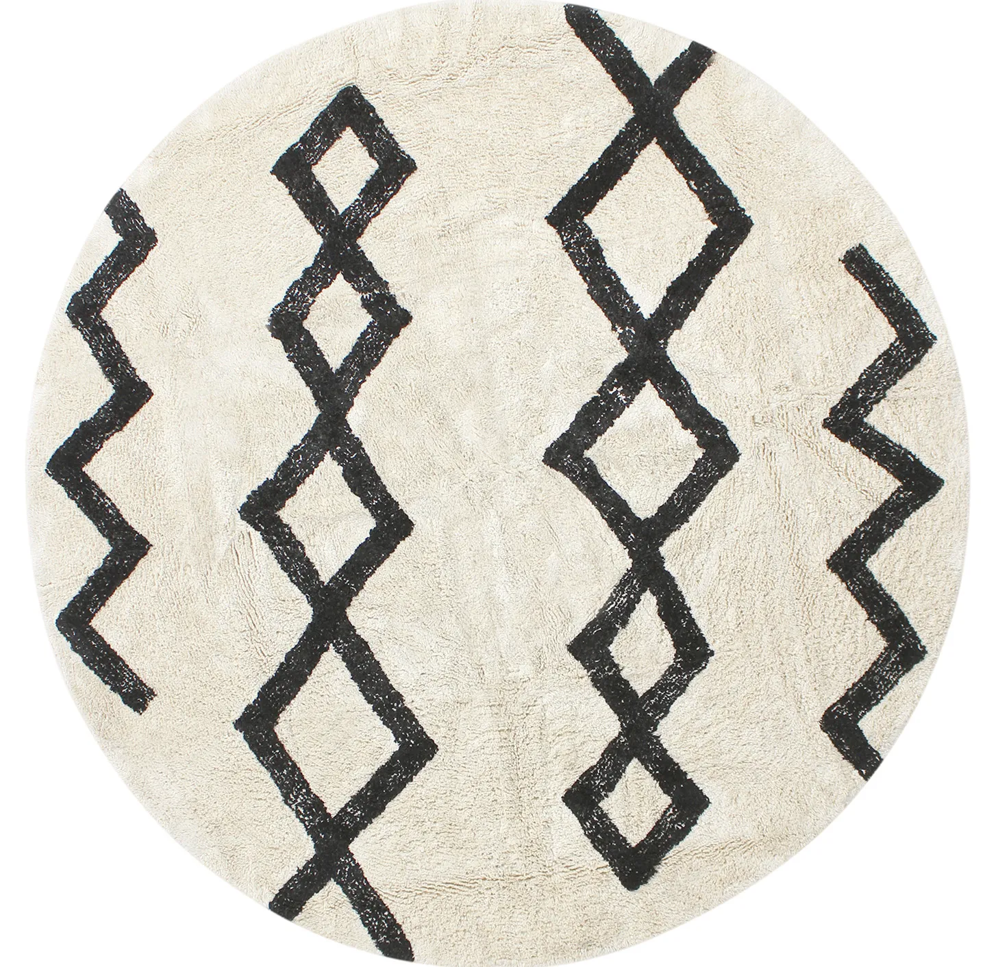 Pyöreä matot - Chablis Natural Cotton Shaggy (offwhite/musta)