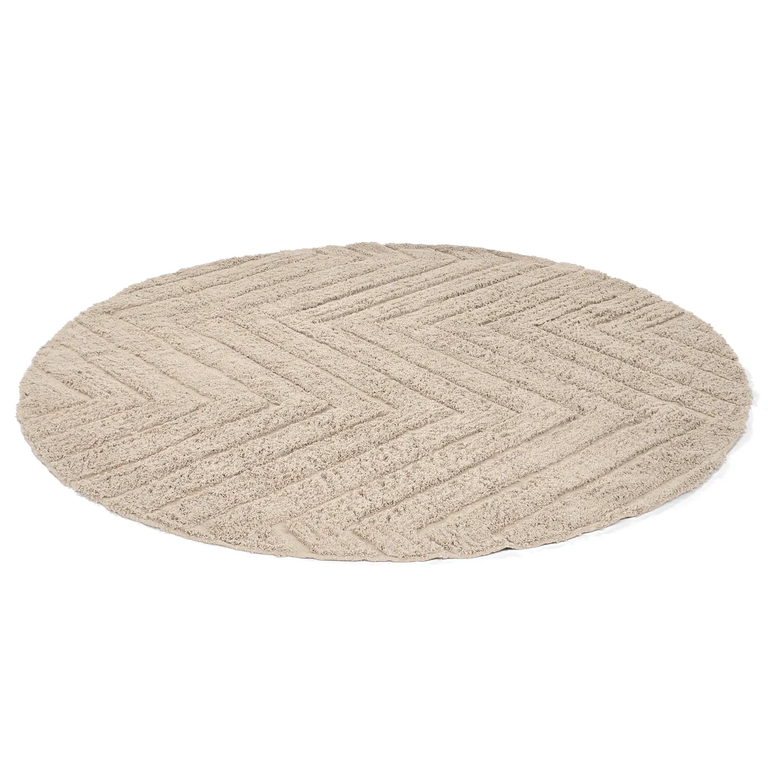 Pyöreä matot - Conara Natural Cotton Shaggy (beige)