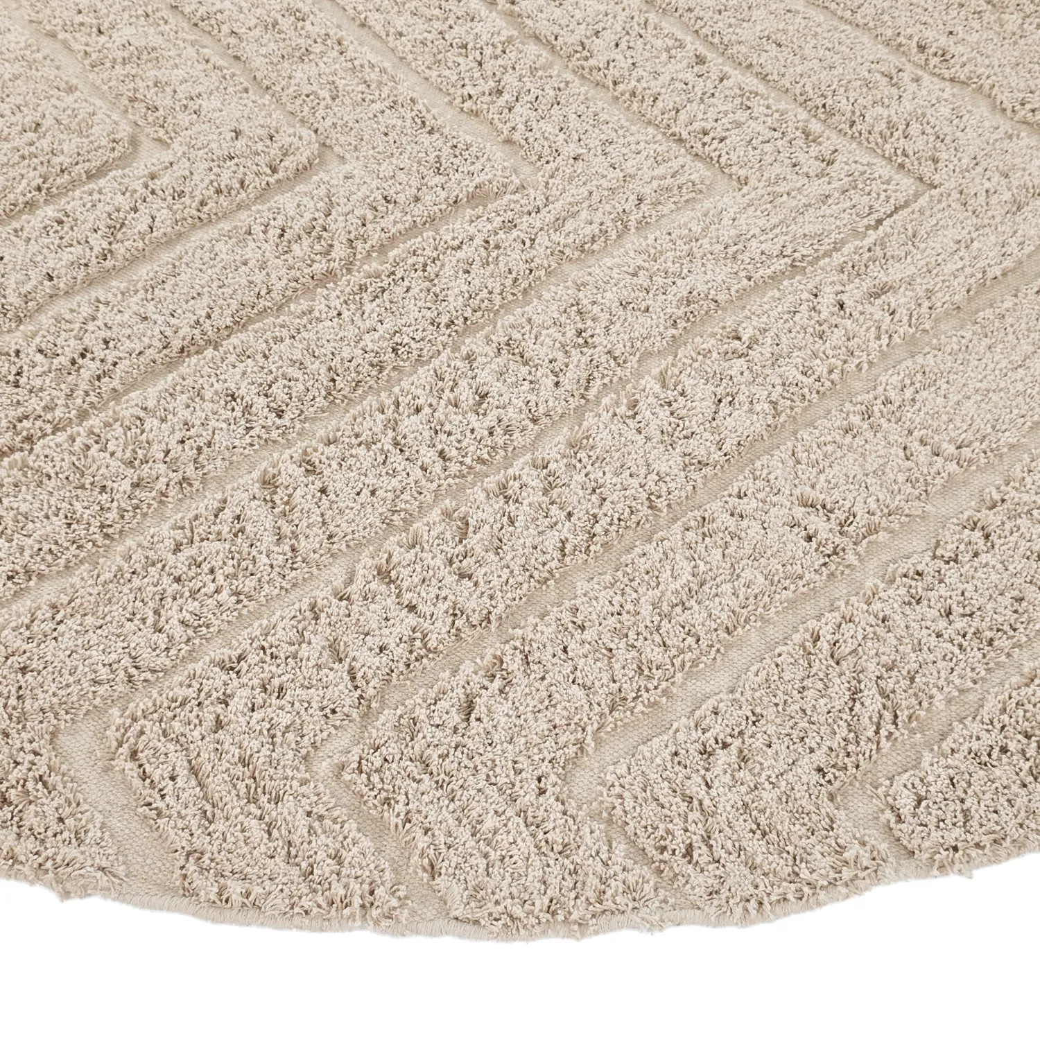 Pyöreä matot - Conara Natural Cotton Shaggy (beige)