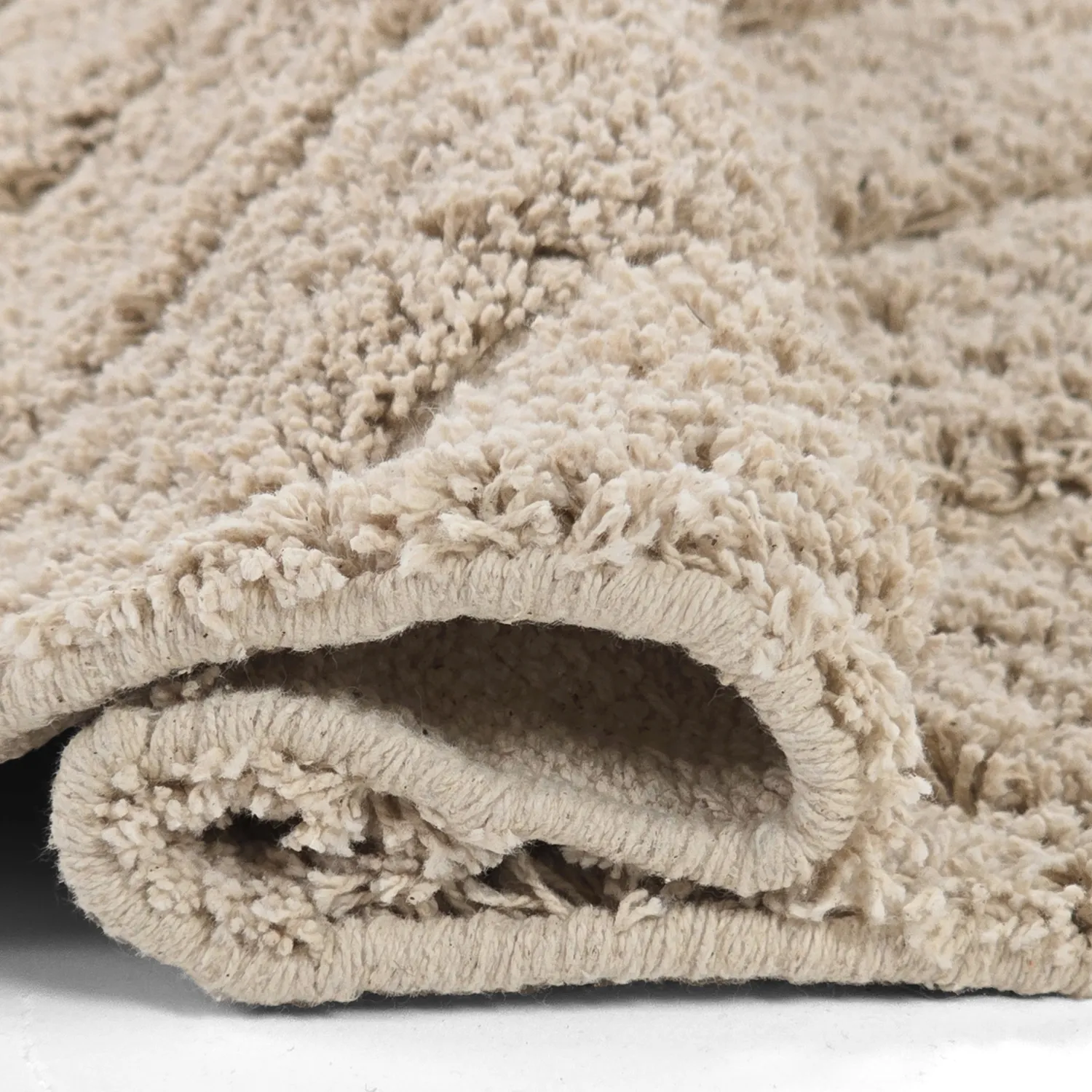 Pyöreä matot - Conara Natural Cotton Shaggy (beige)