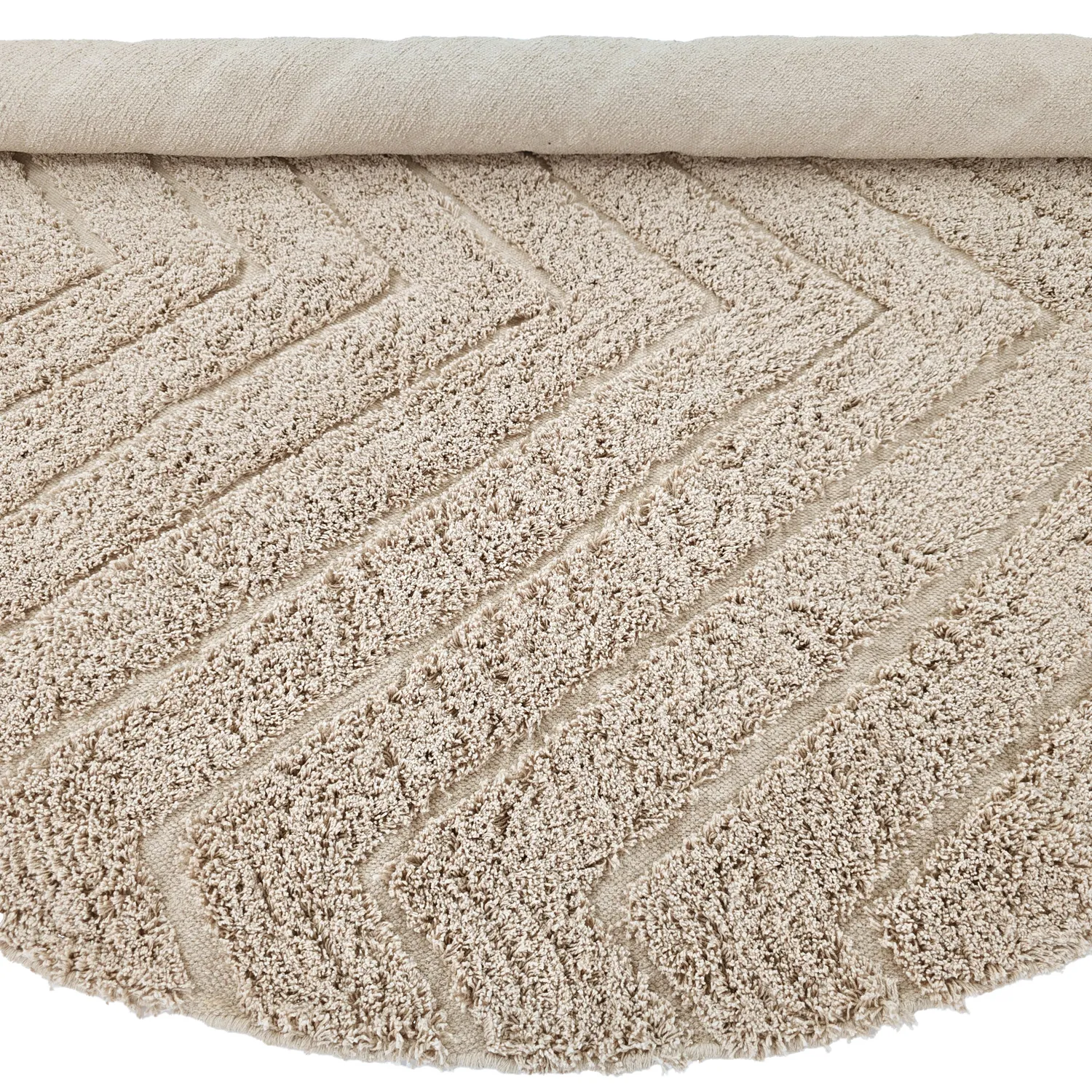 Pyöreä matot - Conara Natural Cotton Shaggy (beige)