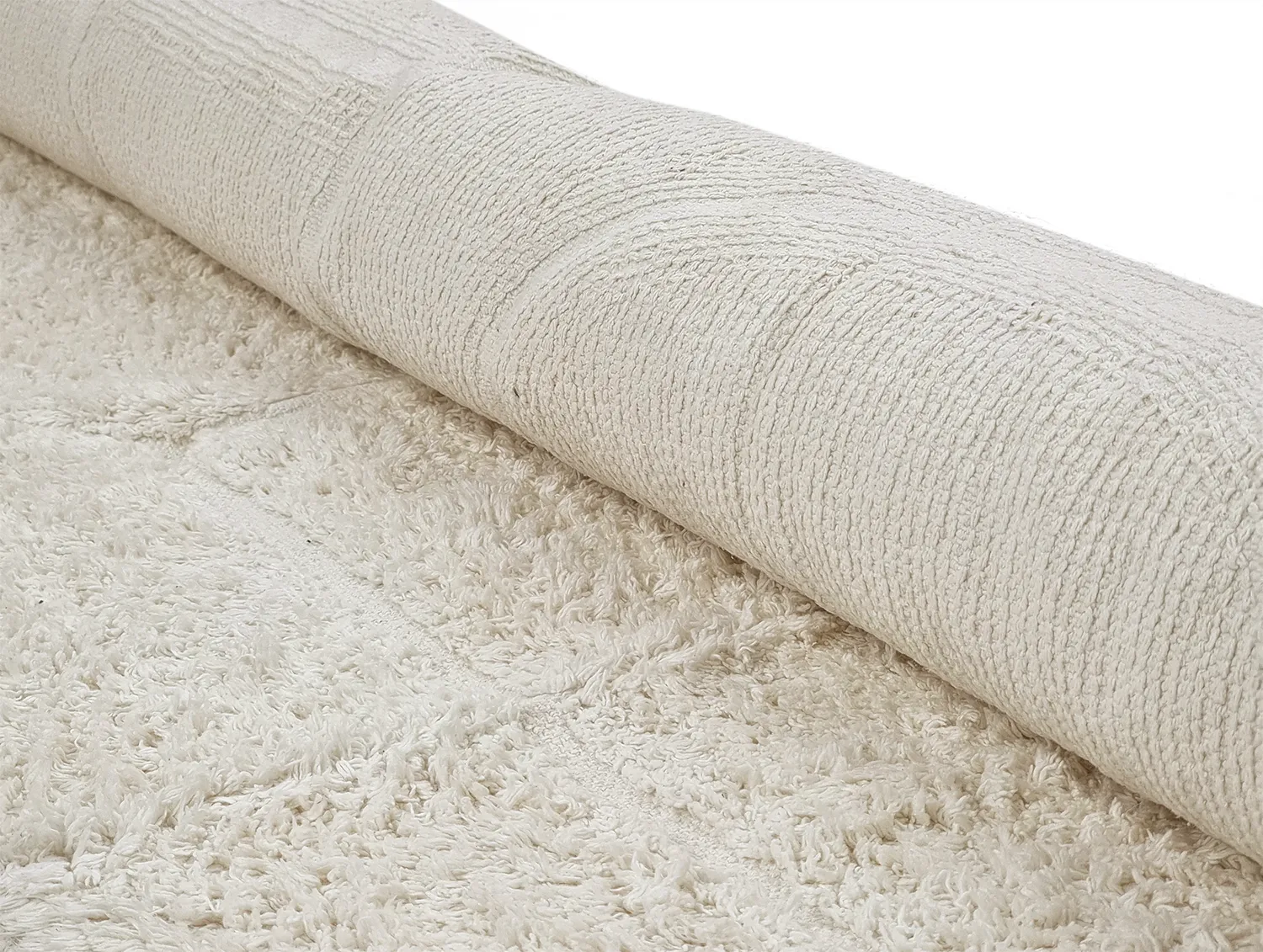 Pyöreä matot - Cremona Natural Cotton Shaggy (offwhite)