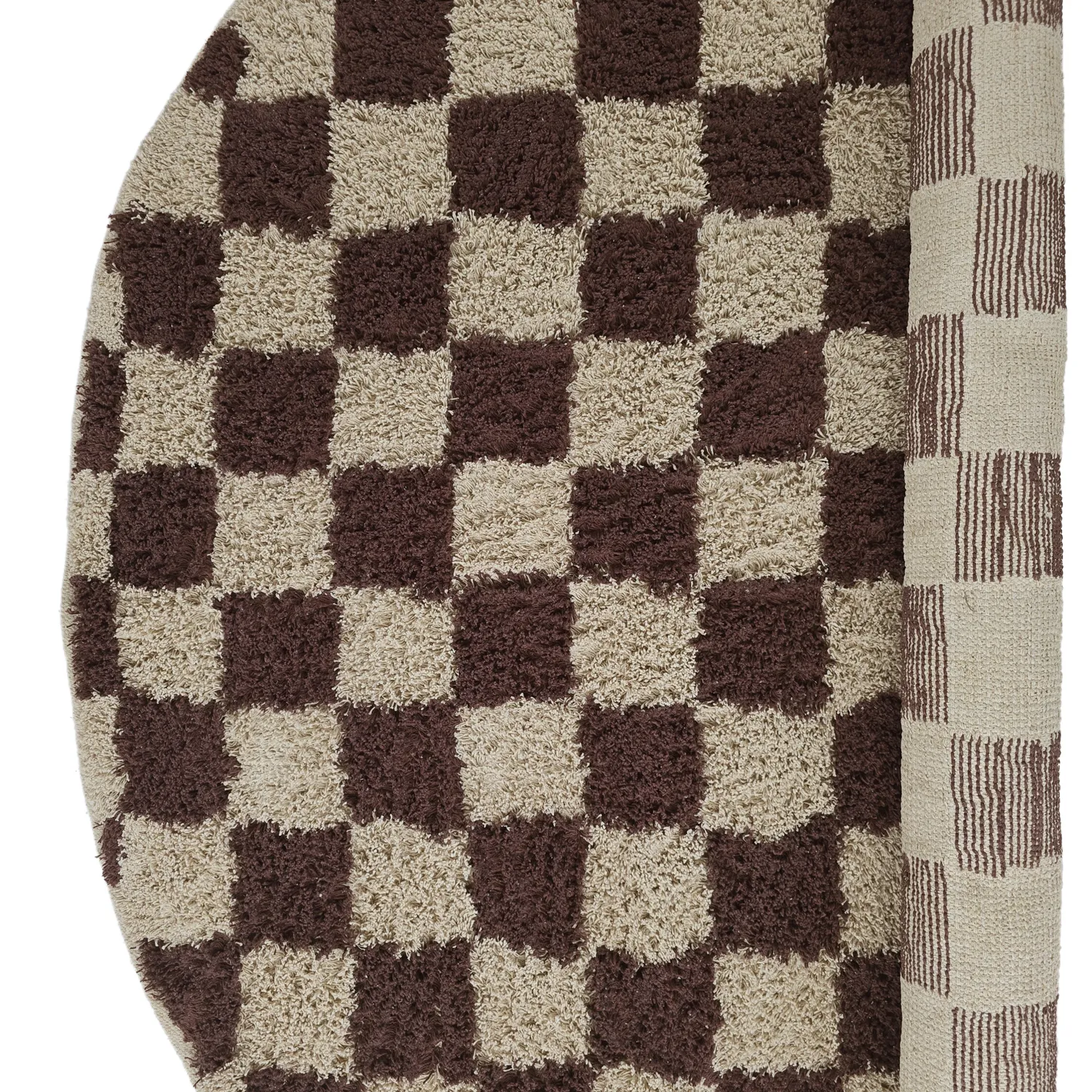 Pyöreä matot - Elsey Natural Cotton Shaggy (beige/ruskea)