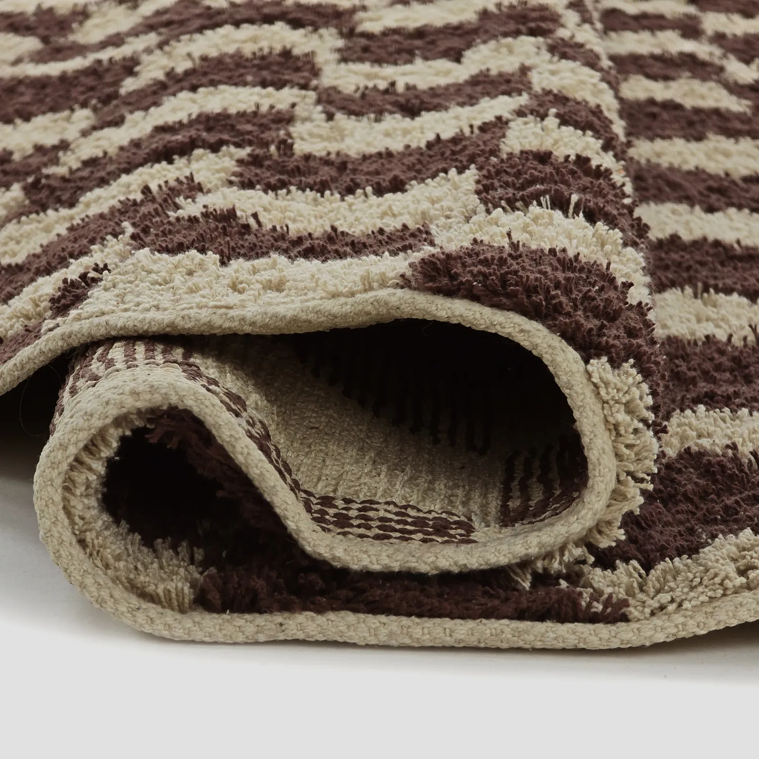 Pyöreä matot - Elsey Natural Cotton Shaggy (beige/ruskea)