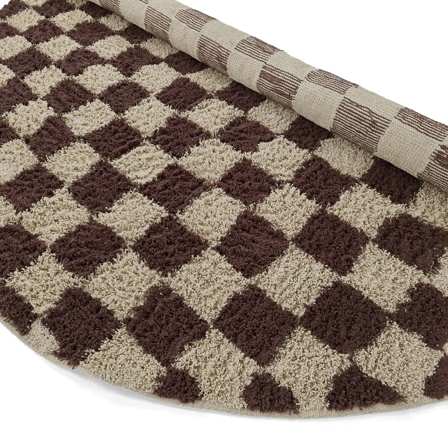 Pyöreä matot - Elsey Natural Cotton Shaggy (beige/ruskea)