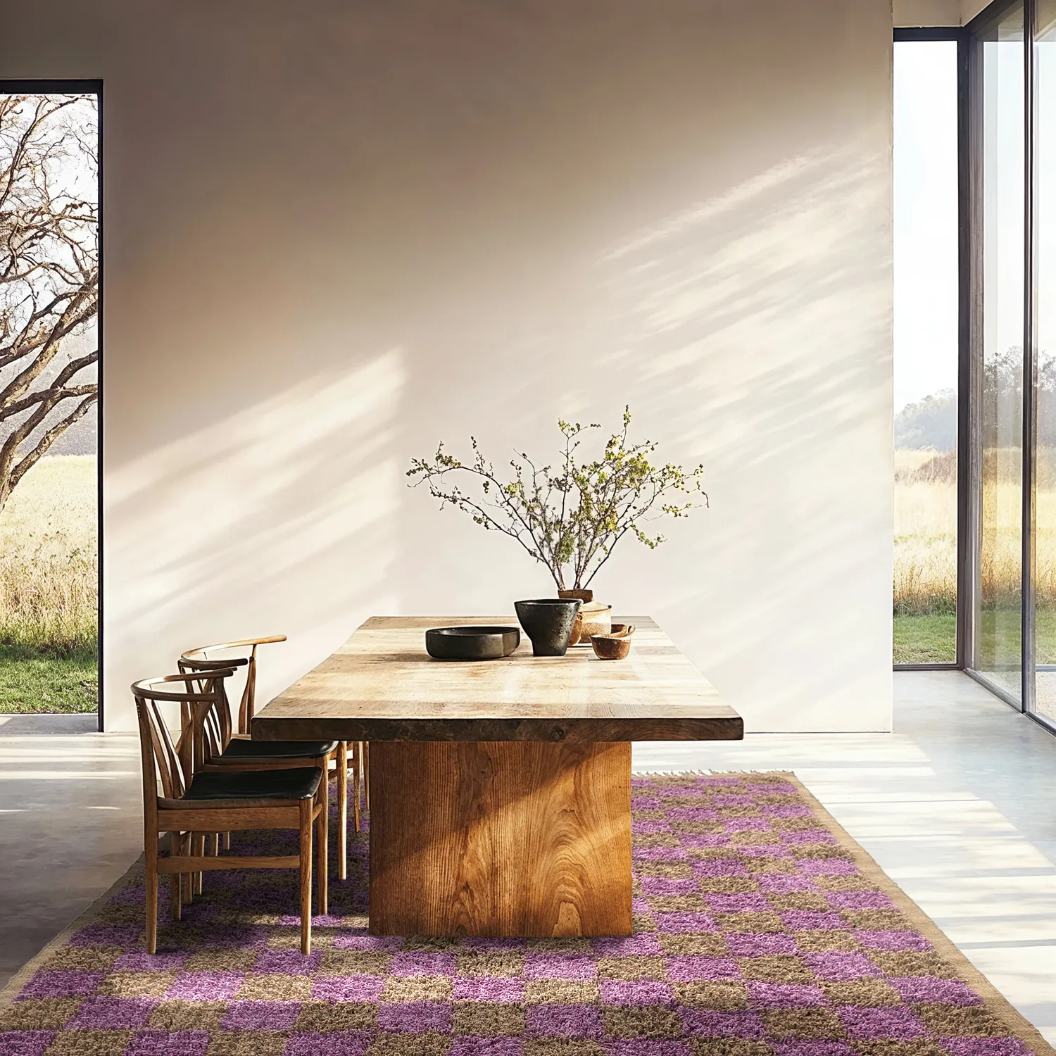 Ryijymatot - Elsey Natural Cotton Shaggy (ruskea/violetti)