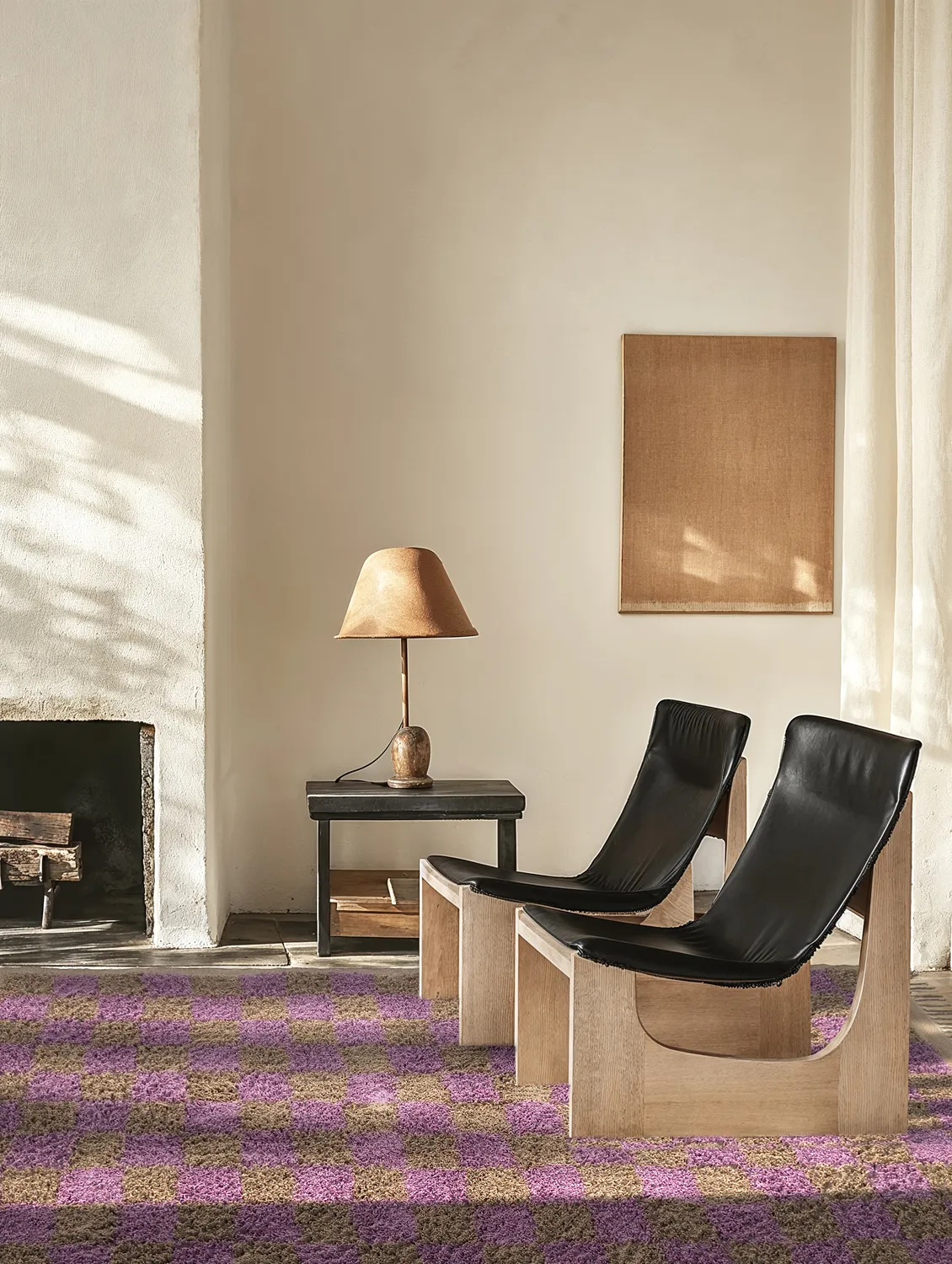 Ryijymatot - Elsey Natural Cotton Shaggy (ruskea/violetti)