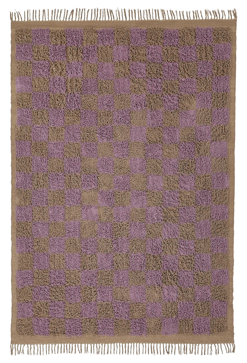 Ryijymatot - Elsey Natural Cotton Shaggy (ruskea/violetti)