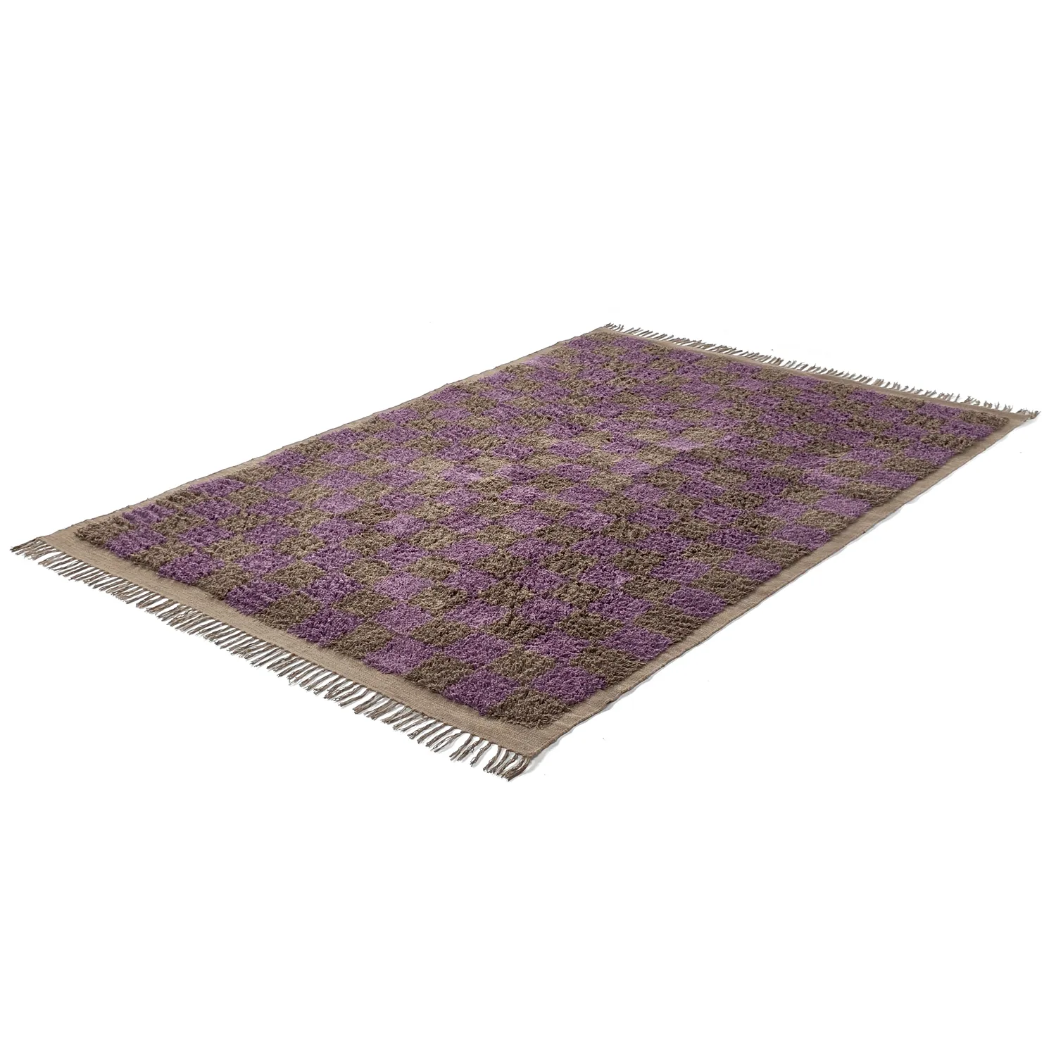 Ryijymatot - Elsey Natural Cotton Shaggy (ruskea/violetti)