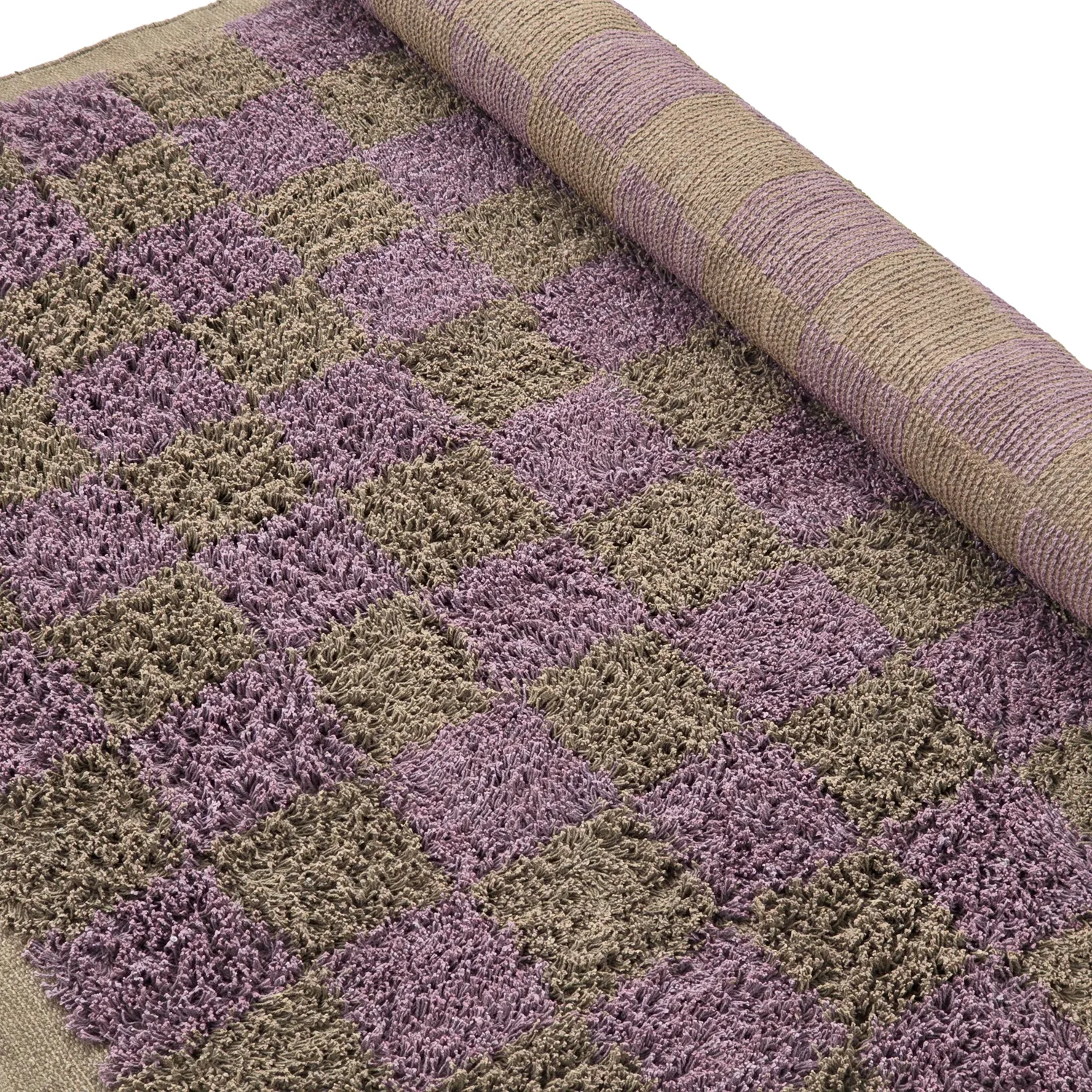 Ryijymatot - Elsey Natural Cotton Shaggy (ruskea/violetti)