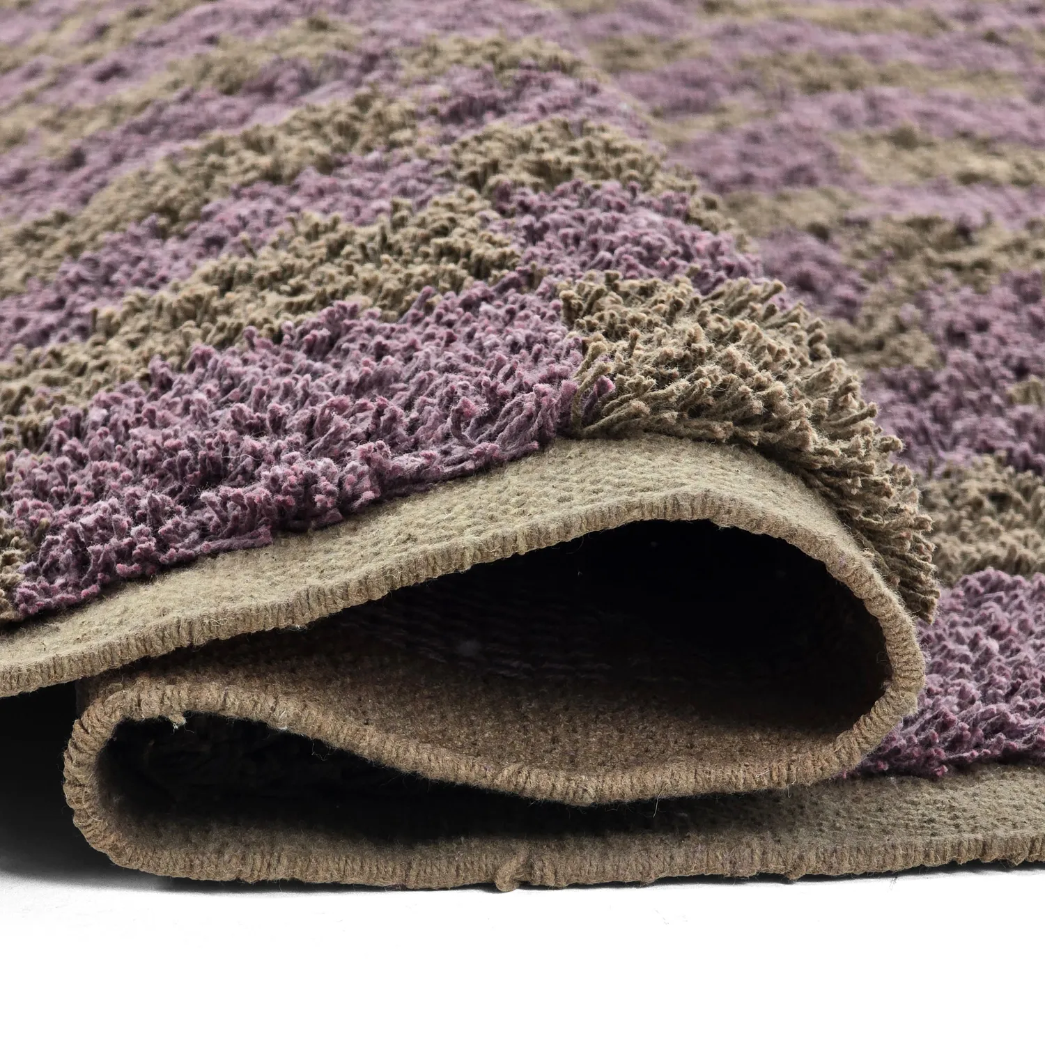 Ryijymatot - Elsey Natural Cotton Shaggy (ruskea/violetti)