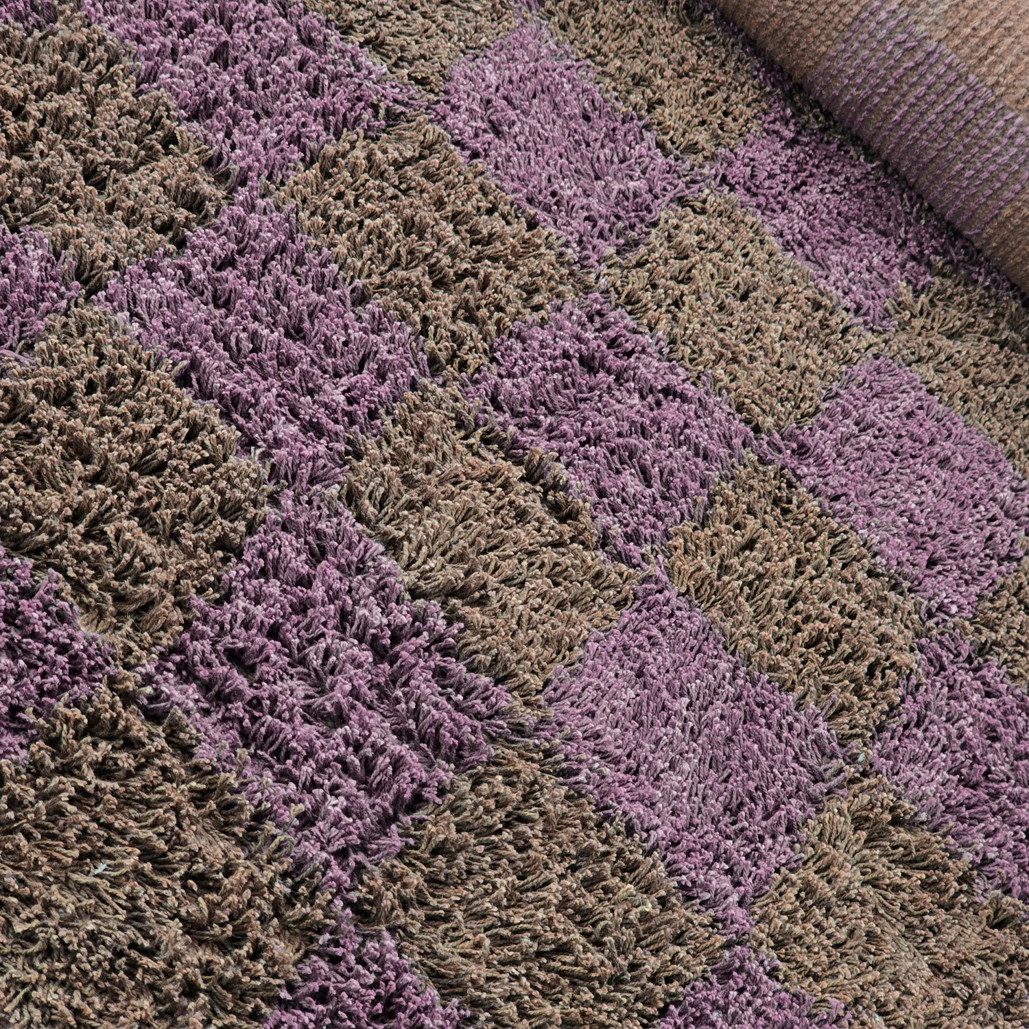 Ryijymatot - Elsey Natural Cotton Shaggy (ruskea/violetti)