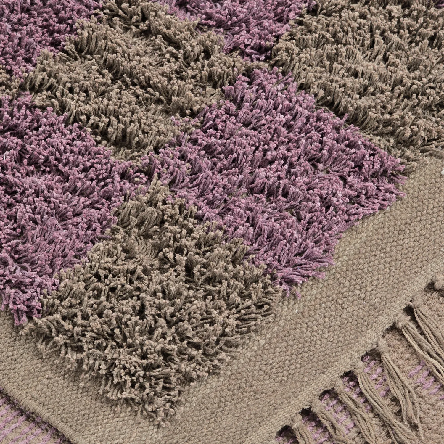 Ryijymatot - Elsey Natural Cotton Shaggy (ruskea/violetti)