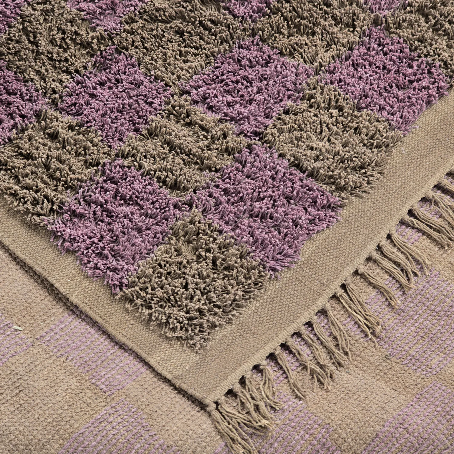 Ryijymatot - Elsey Natural Cotton Shaggy (ruskea/violetti)
