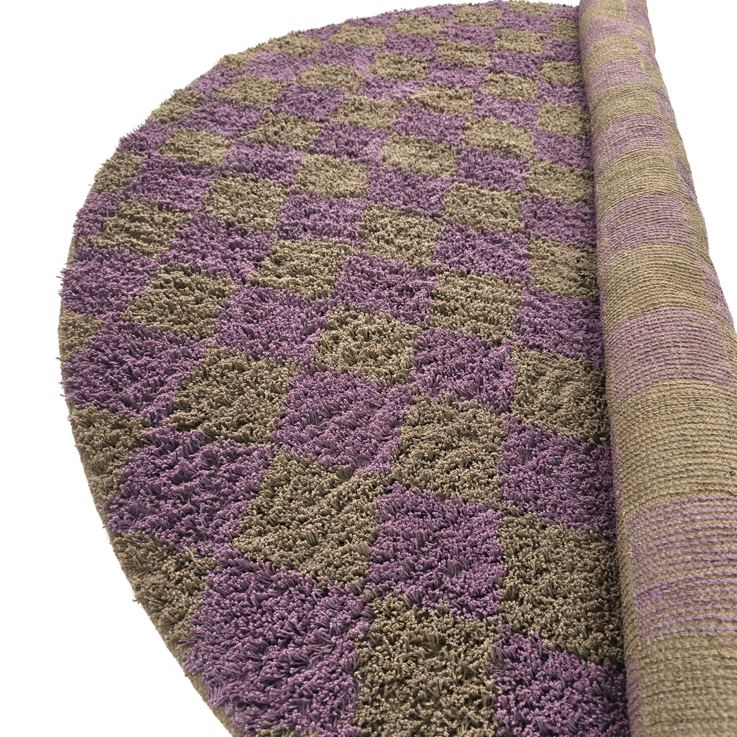 Pyöreä matot - Elsey Natural Cotton Shaggy (ruskea/violetti)