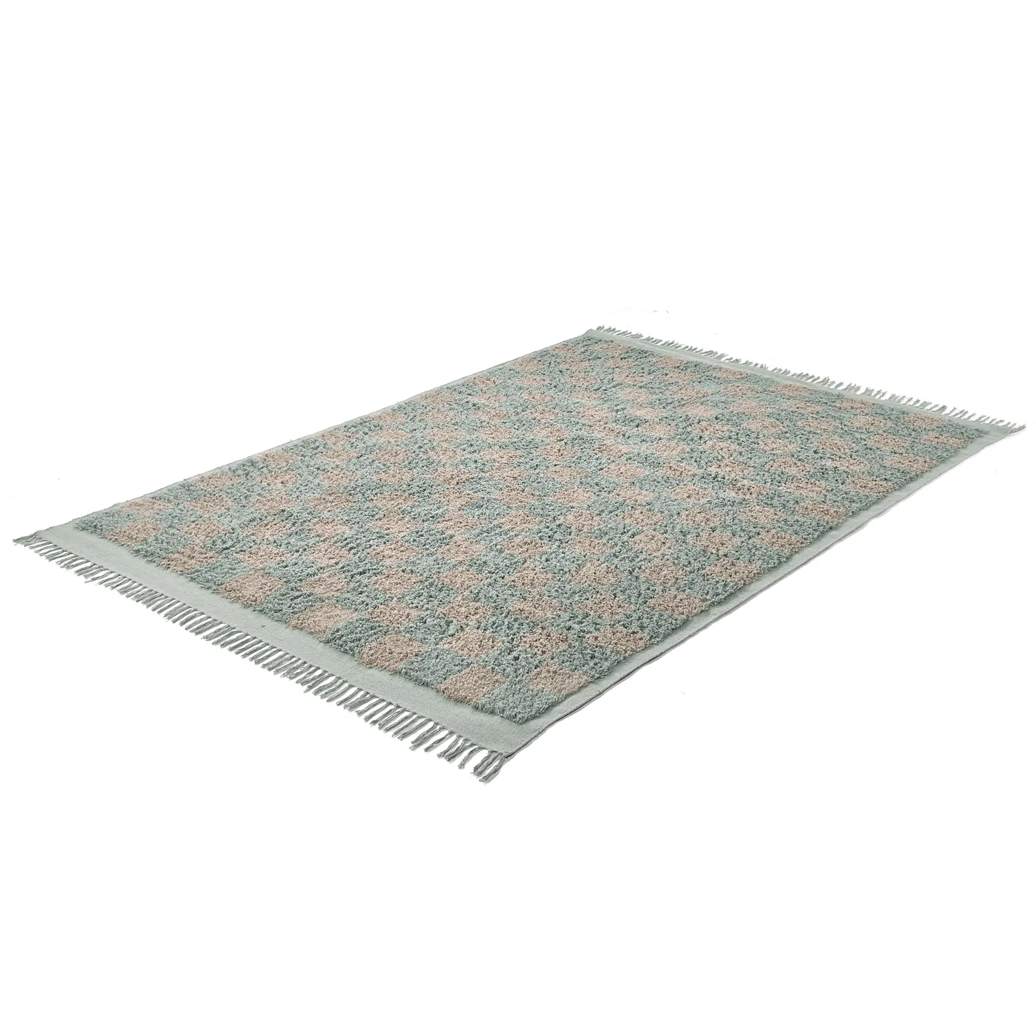 Ryijymatot - Elsey Natural Cotton Shaggy (harmaa/vaaleanpunainen)