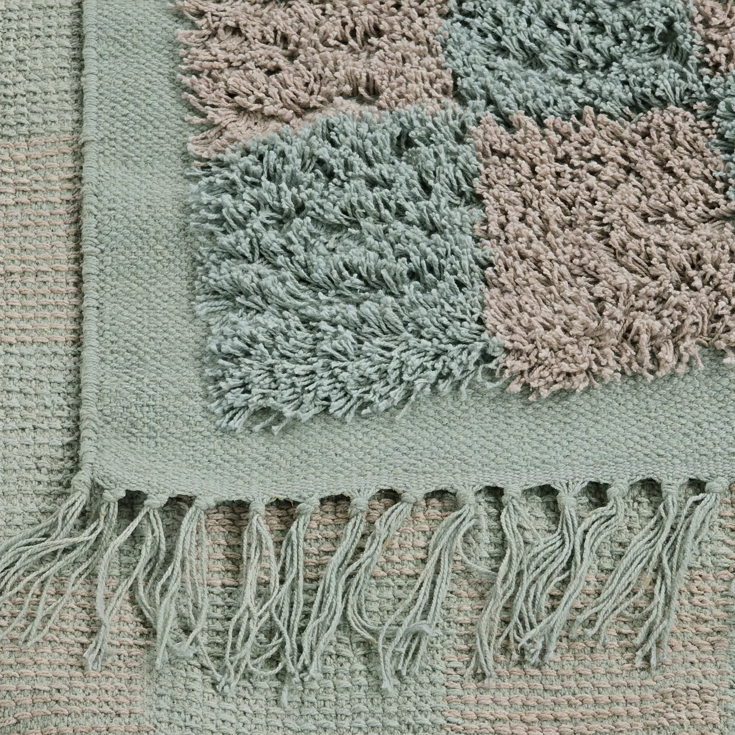 Ryijymatot - Elsey Natural Cotton Shaggy (harmaa/vaaleanpunainen)