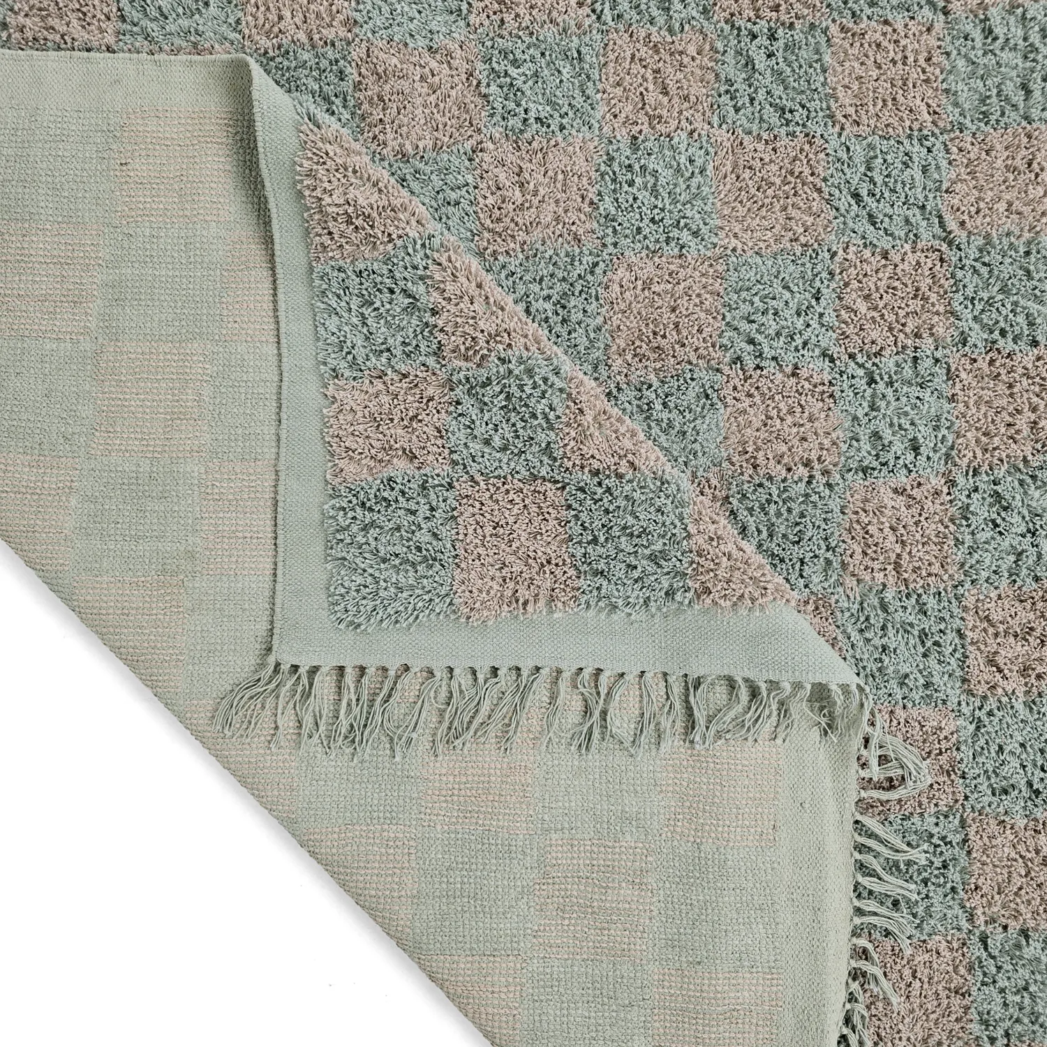 Ryijymatot - Elsey Natural Cotton Shaggy (harmaa/vaaleanpunainen)