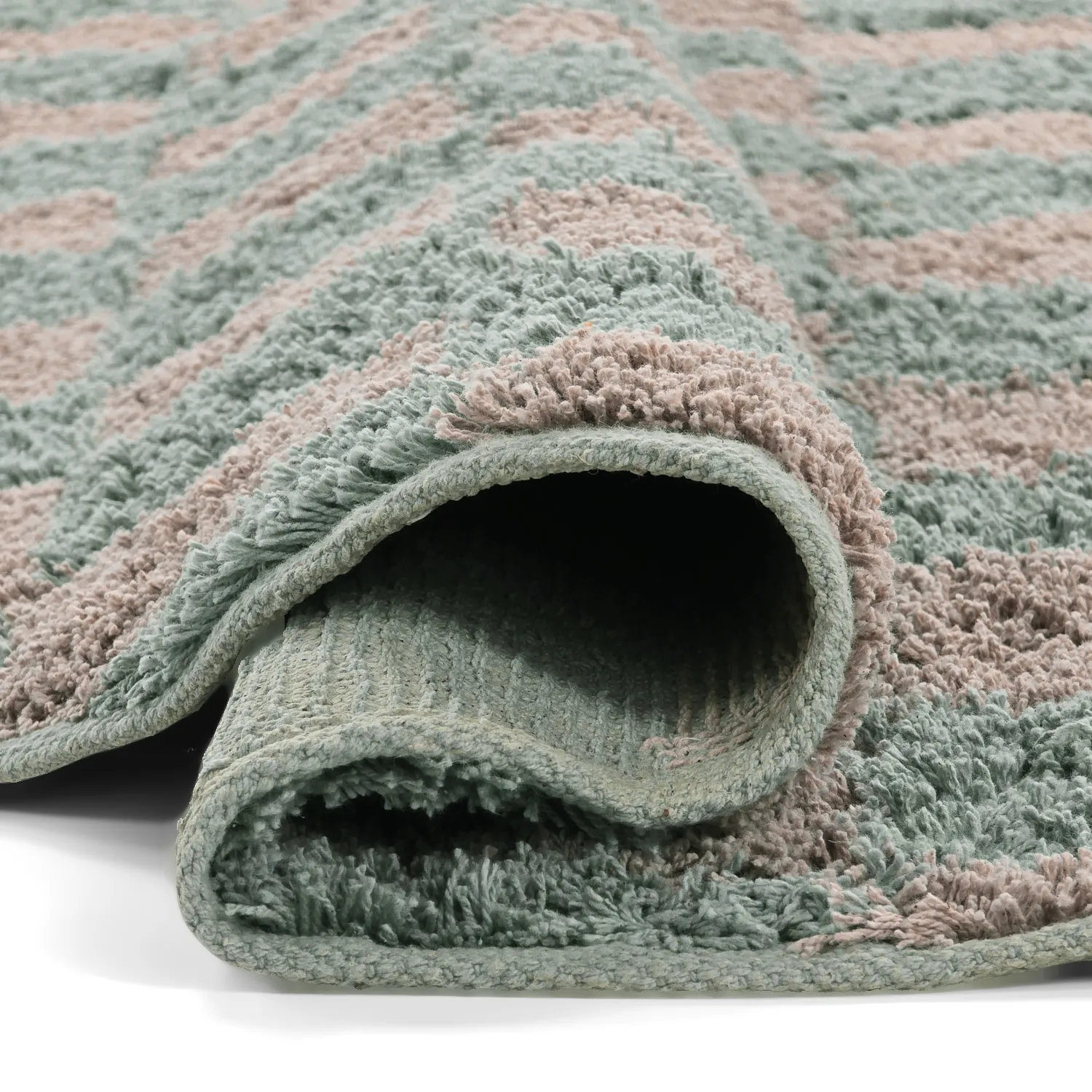 Pyöreä matot - Elsey Natural Cotton Shaggy (harmaa/vaaleanpunainen)