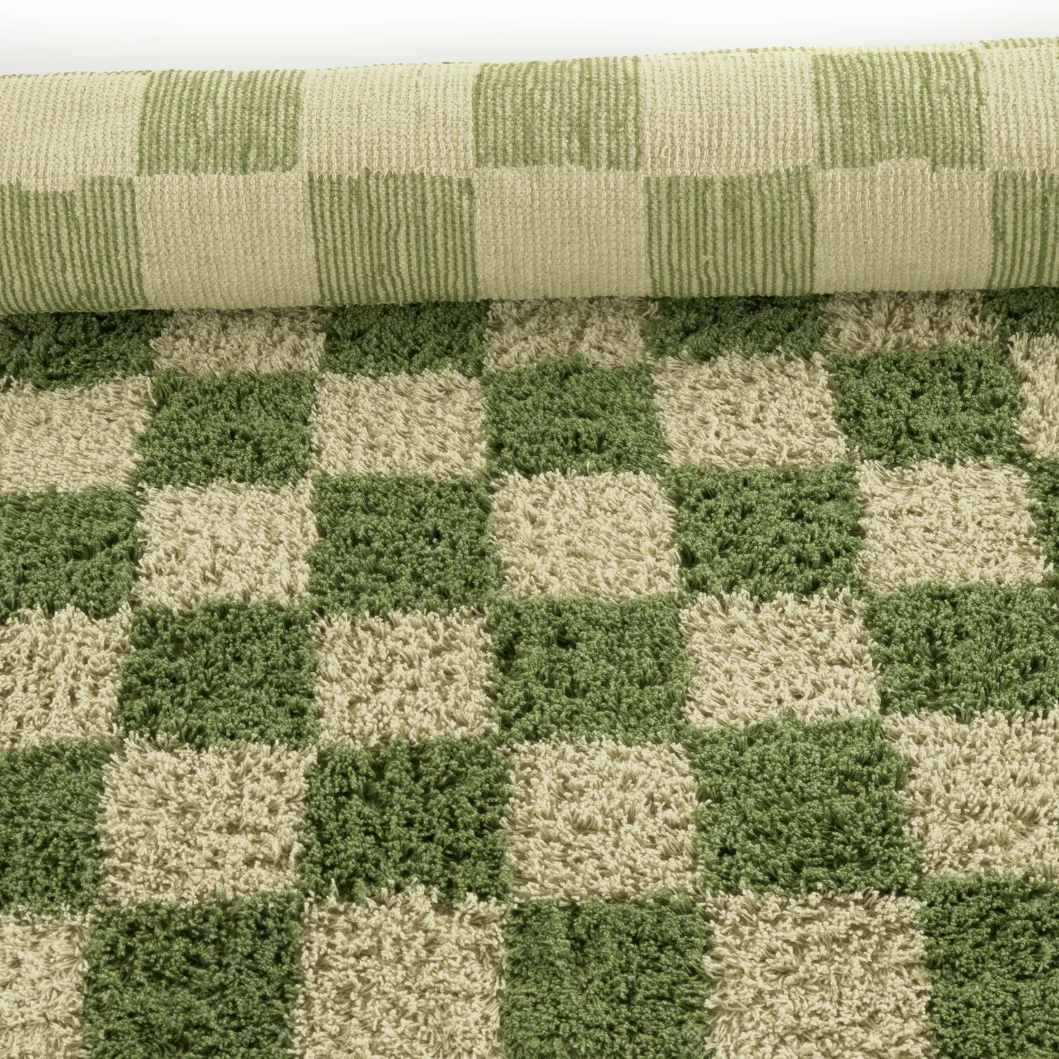 Ryijymatot - Elsey Natural Cotton Shaggy (vihreä/beige)