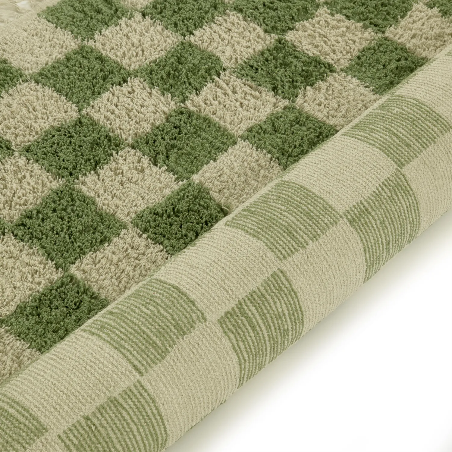 Ryijymatot - Elsey Natural Cotton Shaggy (vihreä/beige)