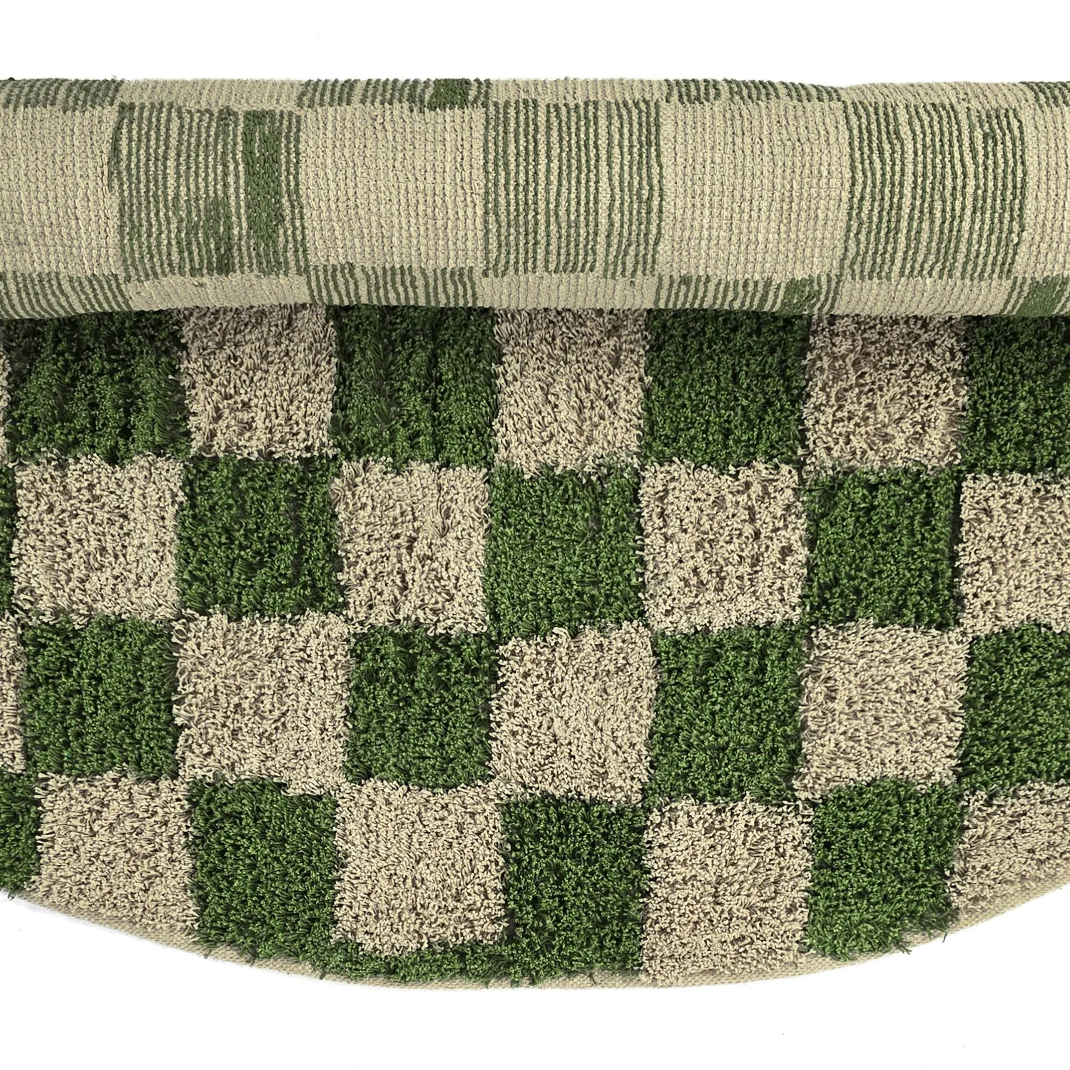 Pyöreä matot - Elsey Natural Cotton Shaggy (vihreä/beige)