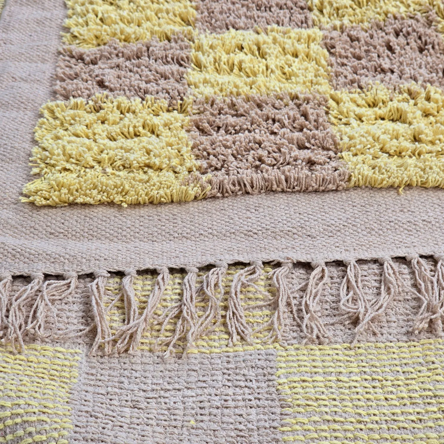 Ryijymatot - Elsey Natural Cotton Shaggy (keltainen/beige)