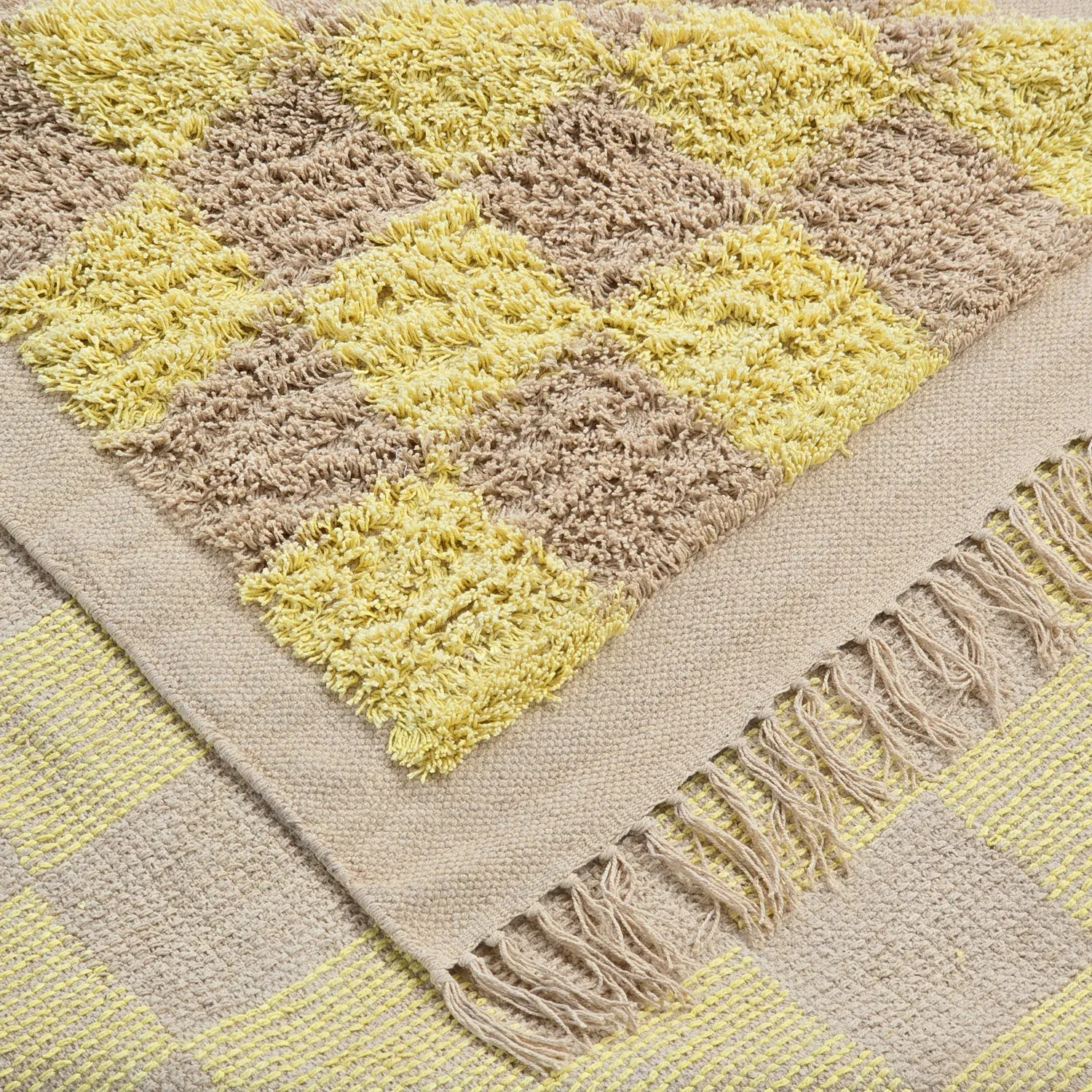 Ryijymatot - Elsey Natural Cotton Shaggy (keltainen/beige)