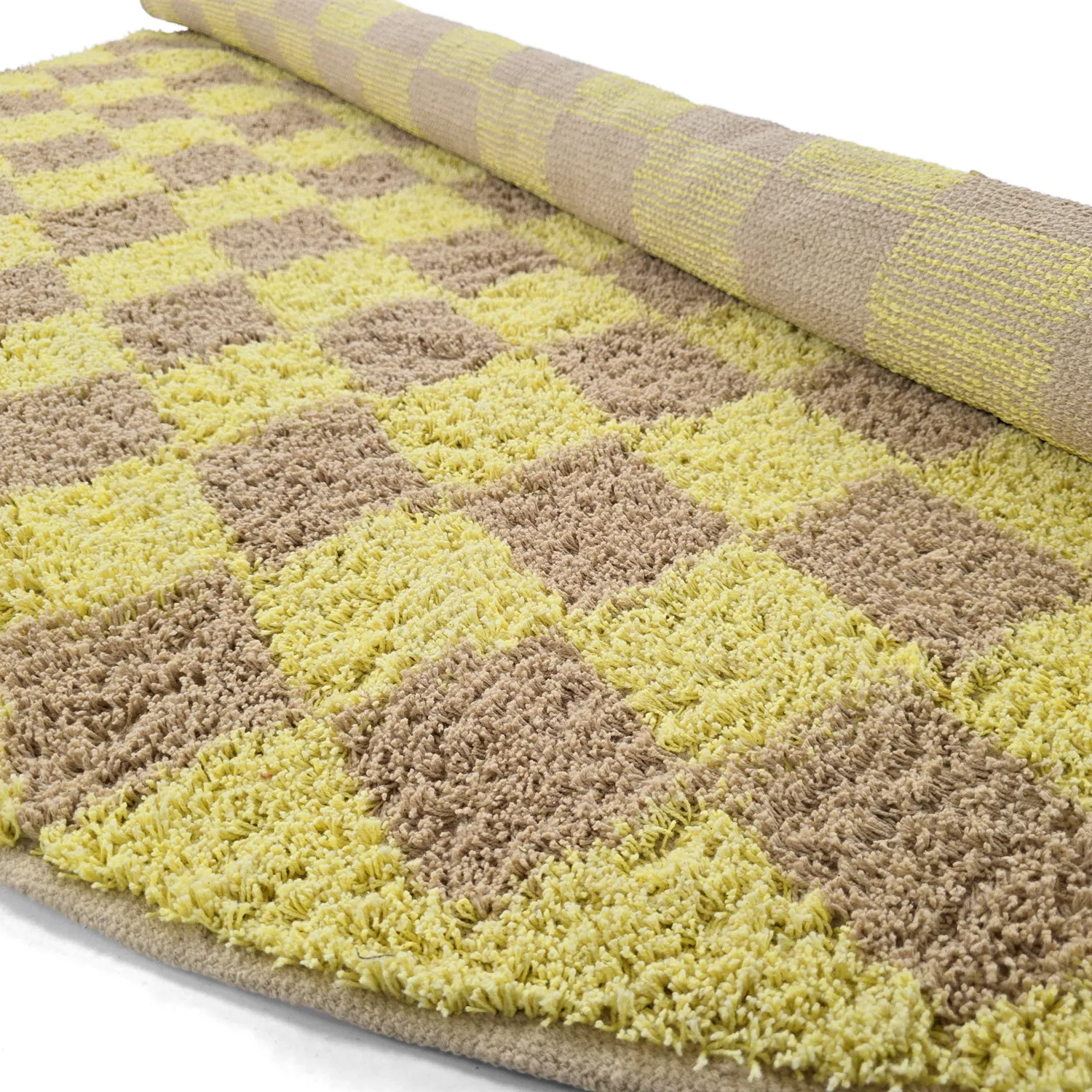 Pyöreä matot - Elsey Natural Cotton Shaggy (keltainen/beige)